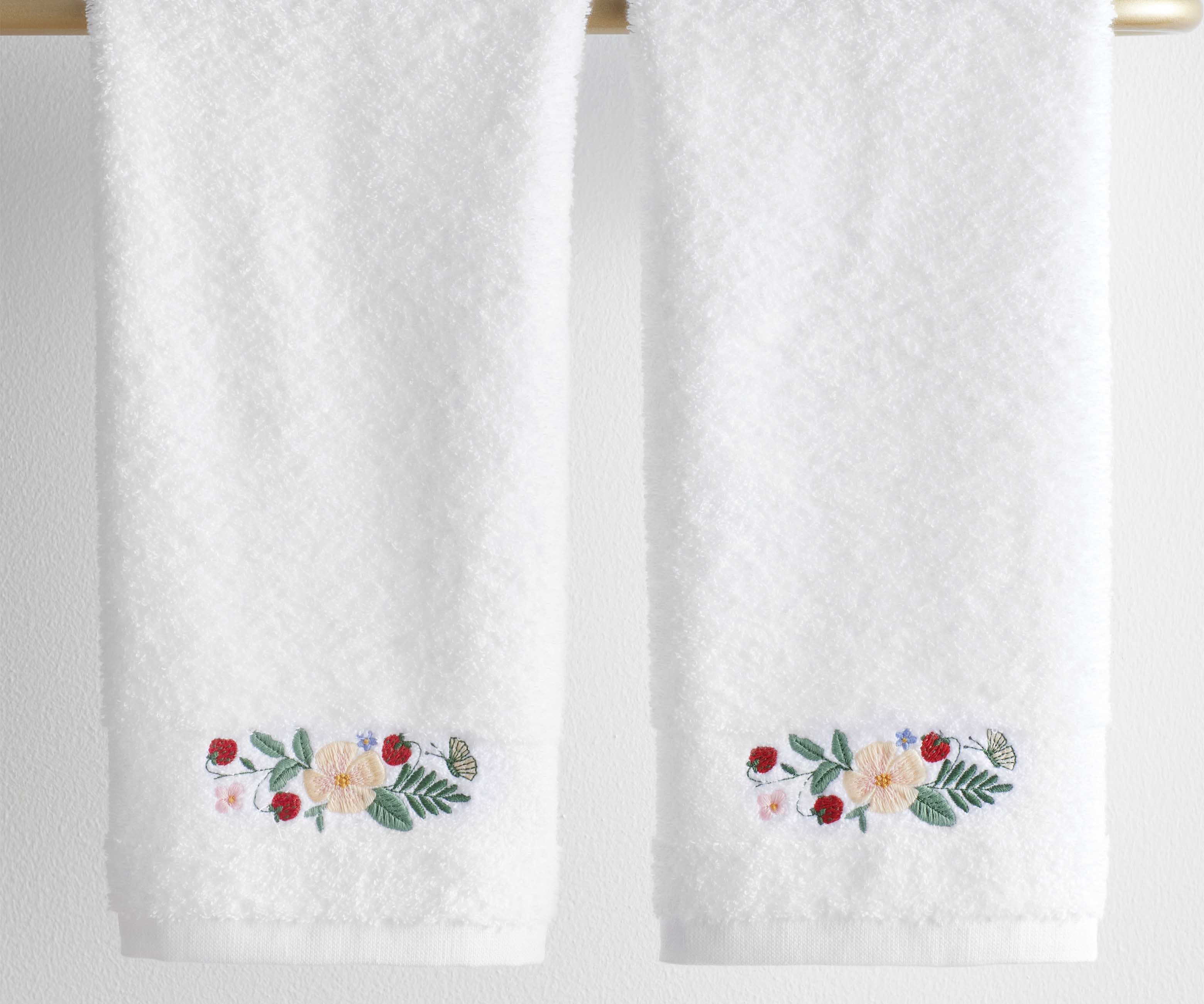Embroidered Guest Towel - Strawberry Fields