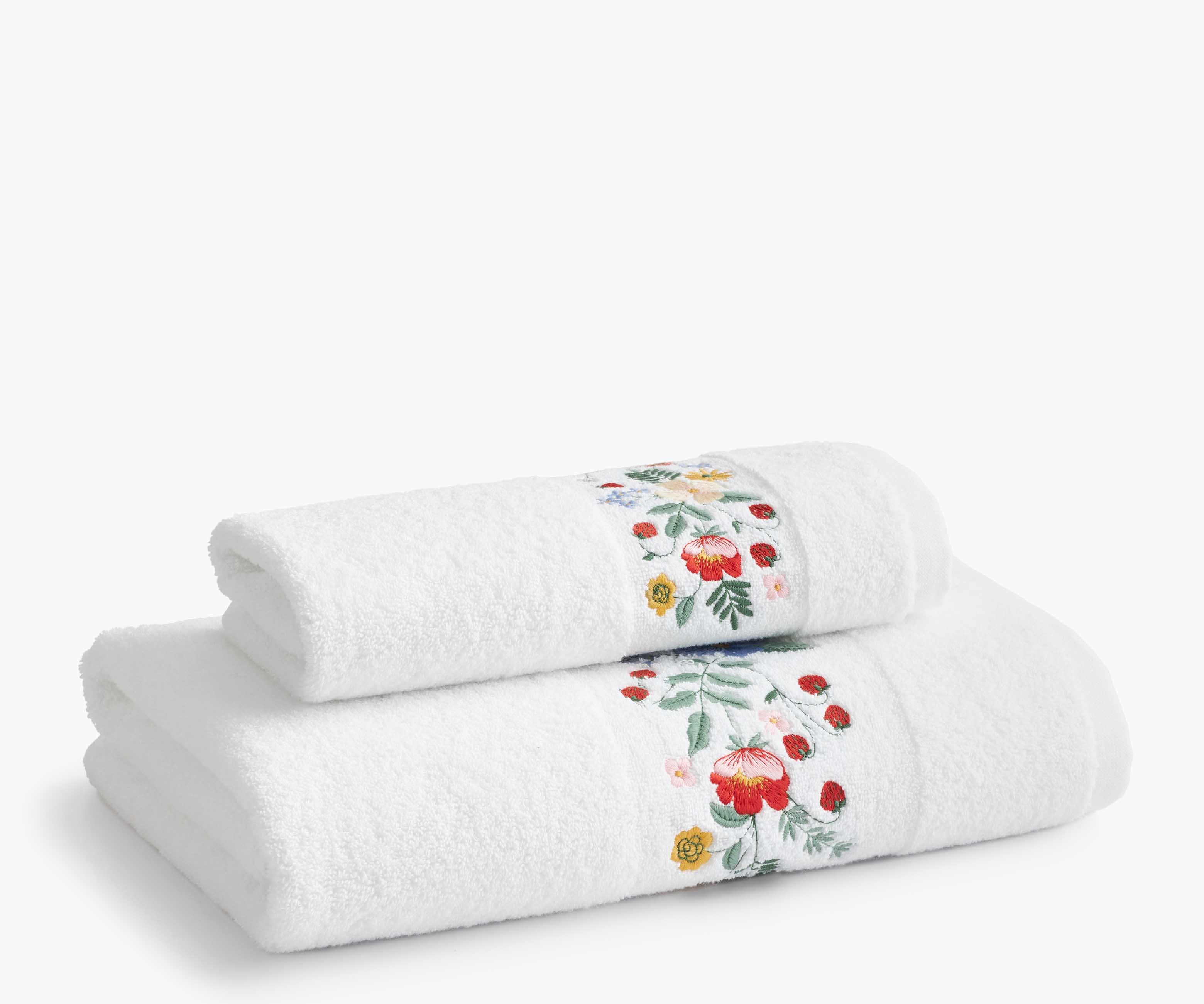 Embroidered Hand Towel - Strawberry Fields