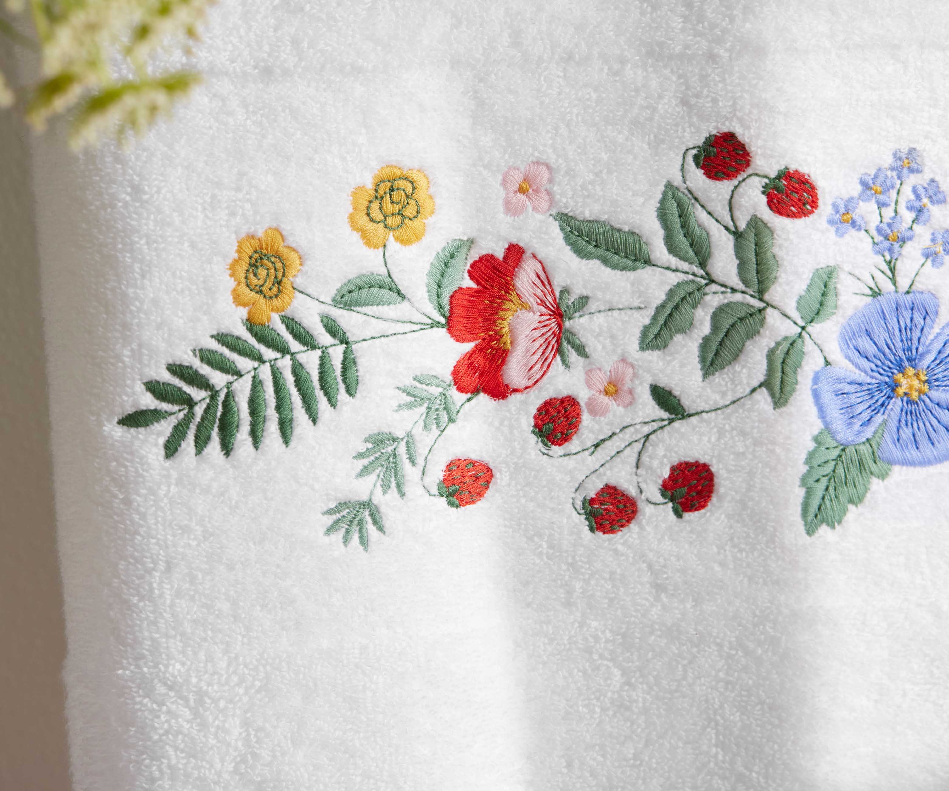 Embroidered Hand Towel - Strawberry Fields