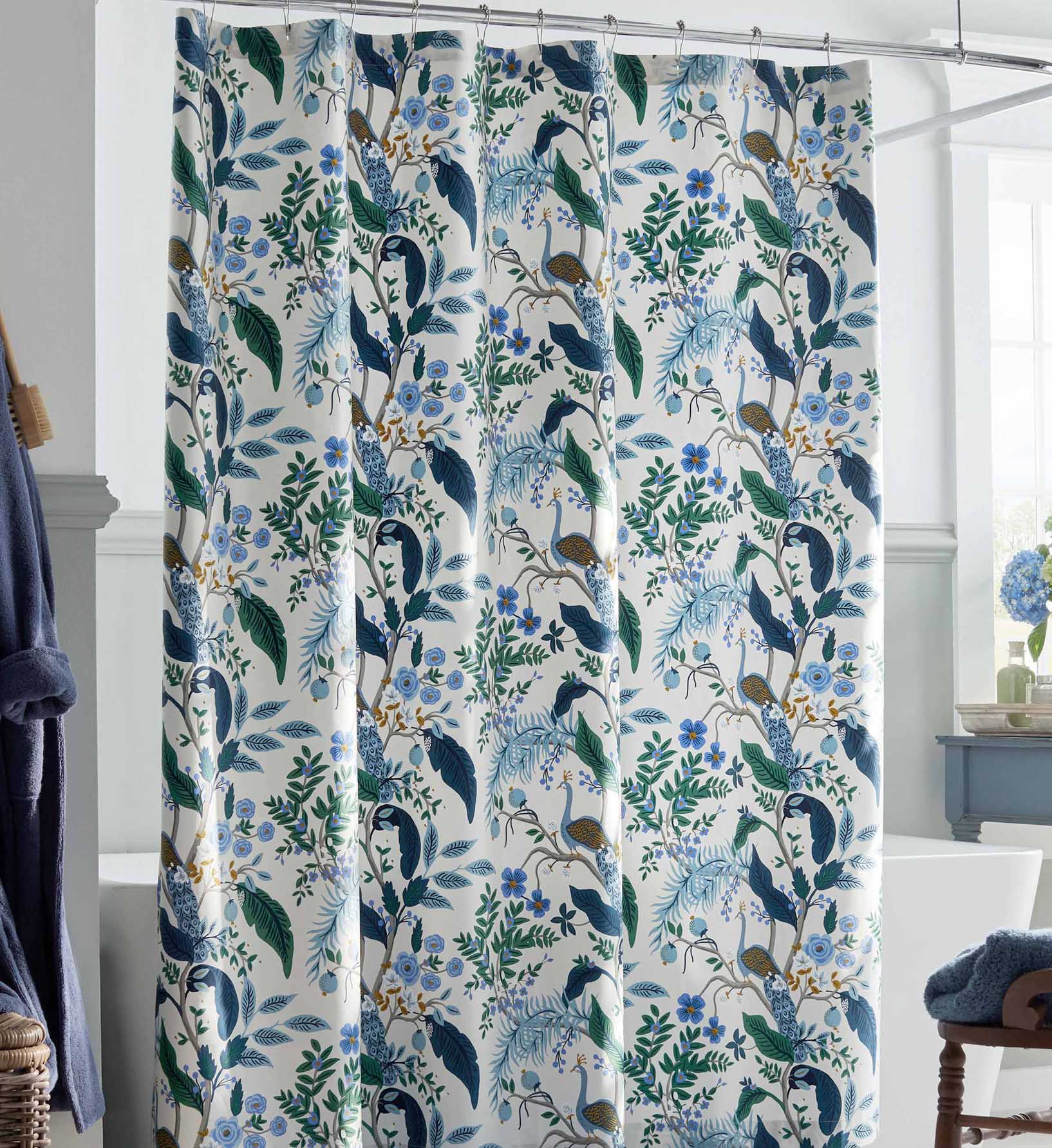 Sateen Shower Curtain - Peacock Ivory