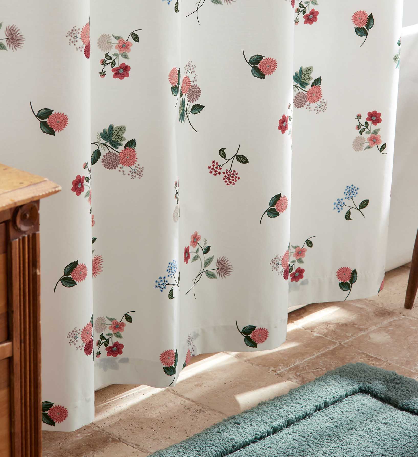 Percale Shower Curtain - Ditsy Dahlia Ivory
