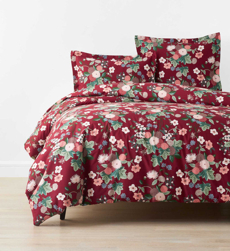 Dahlia Merlot - Percale Duvet Cover