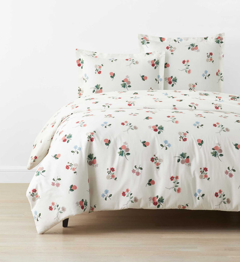 Ditsy Dahlia Ivory - Percale Duvet Cover