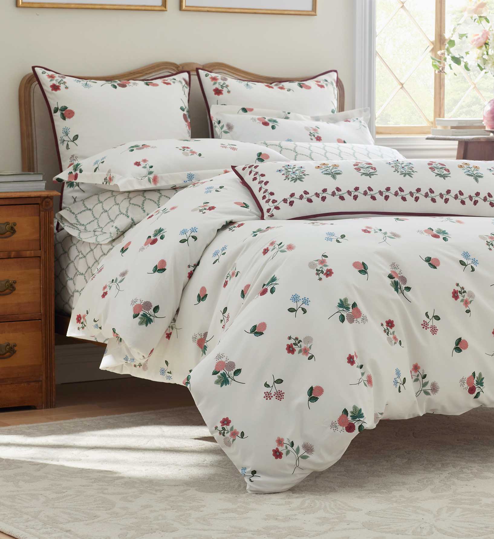 Percale Duvet Cover - Ditsy Dahlia Ivory