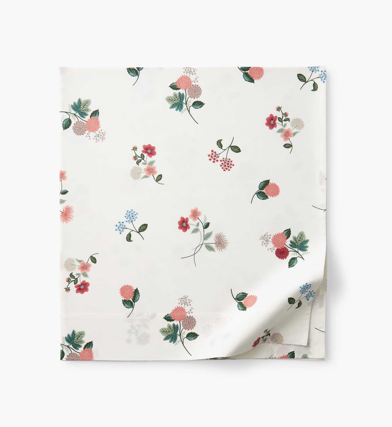 Percale Flat Sheet - Ditsy Dahlia Ivory