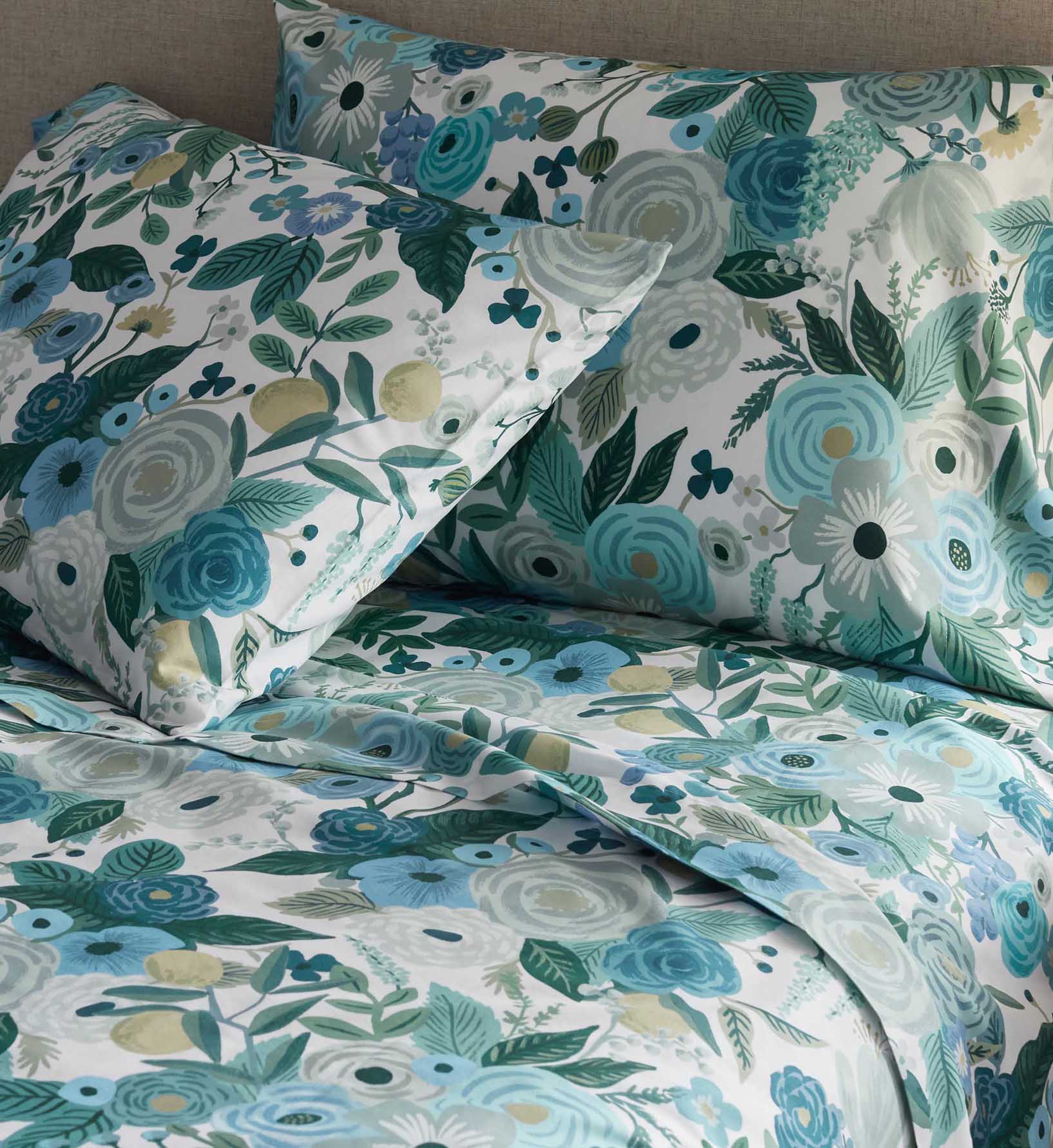Percale Sheet Set - Garden Party Blue