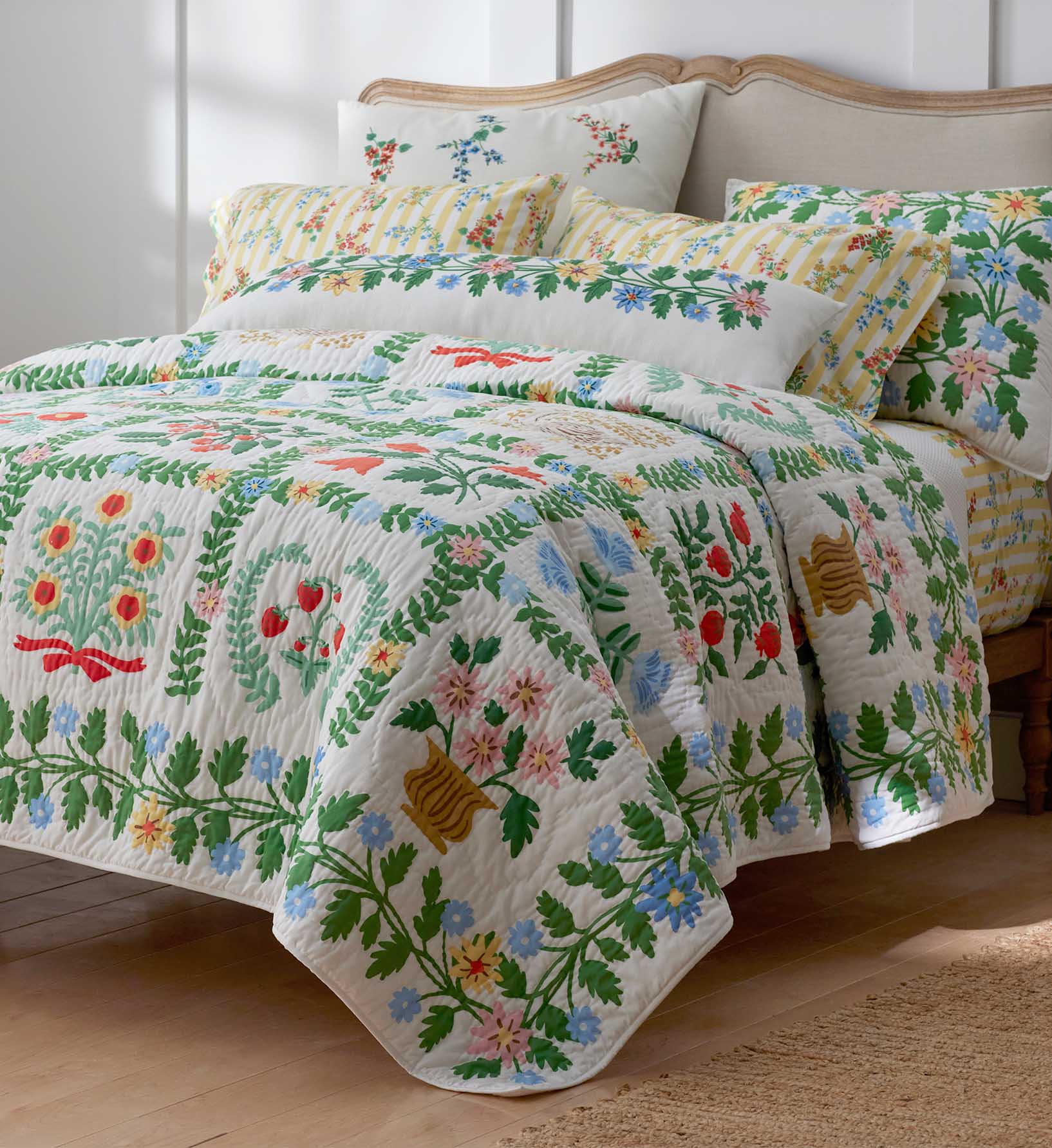 Helena Cotton Quilt Floral Grid Design Rifle Paper Co.
