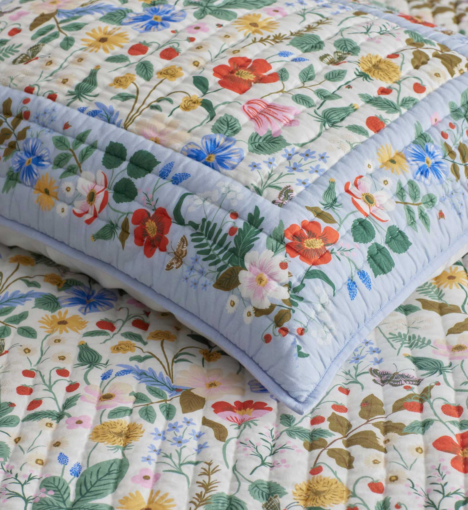 Cotton Quilted Sham - Strawberry Fields