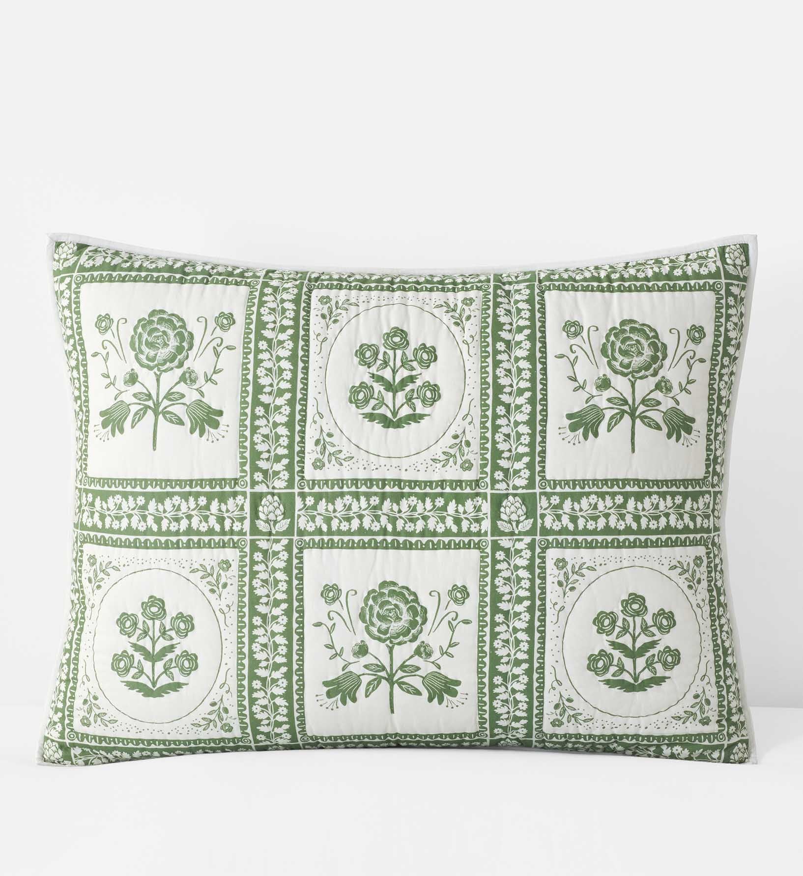 Cotton Quilted Sham - Artichoke Garden