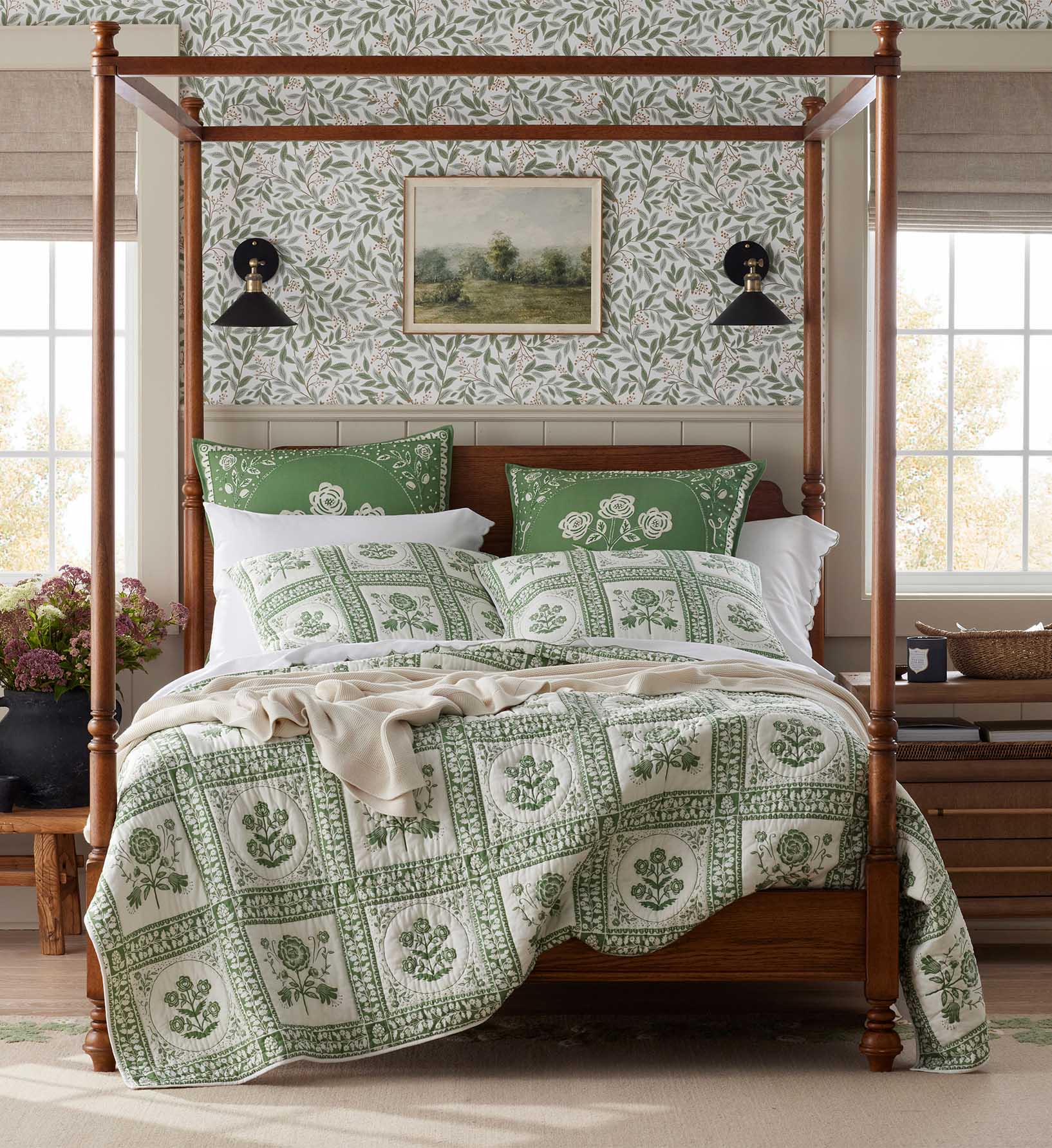 Cotton Quilted Sham - Artichoke Garden