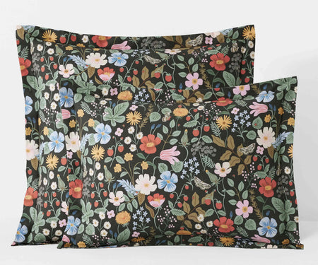 Percale Sham - Strawberry Fields Black (King Size)