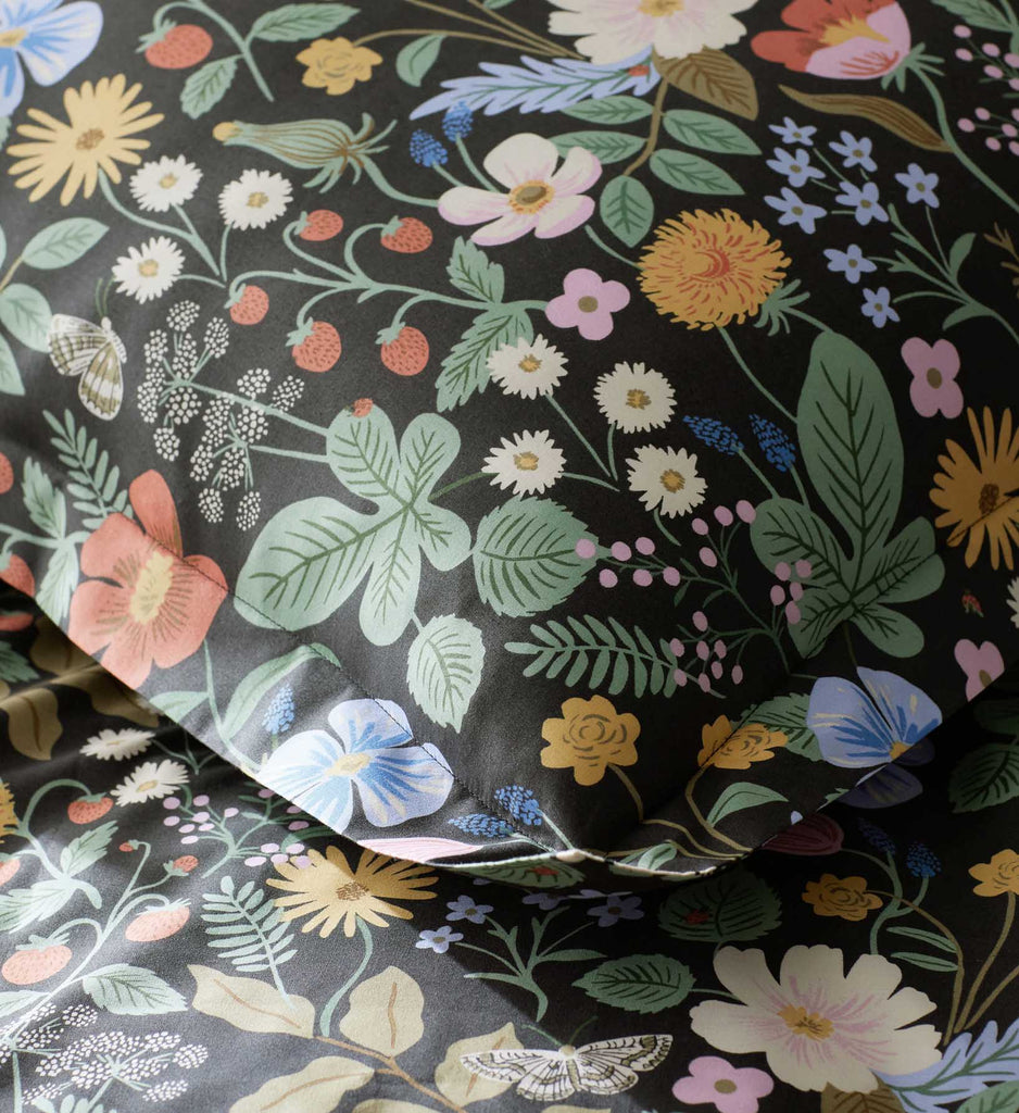 Strawberry Fields Black Percale Sham | Rifle Paper Co.
