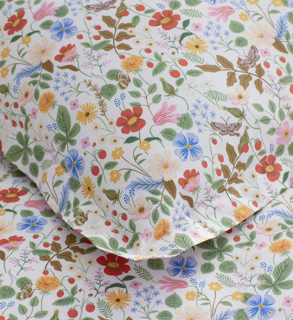 Strawberry Fields White Percale Sham | Rifle Paper Co.