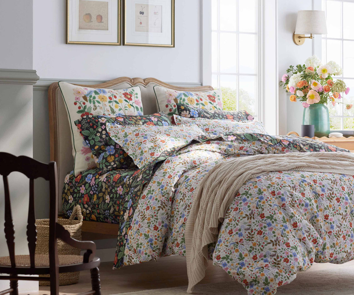 Strawberry Fields White Percale Sham | Rifle Paper Co.