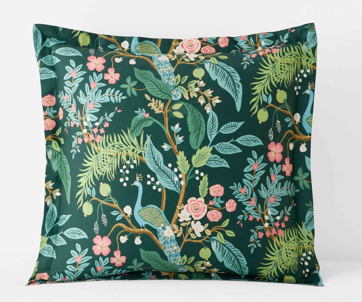 Peacock Emerald Sateen Sham | Rifle Paper Co.