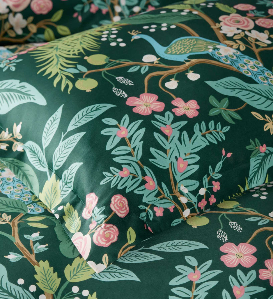 Peacock Emerald Sateen Sham | Rifle Paper Co.