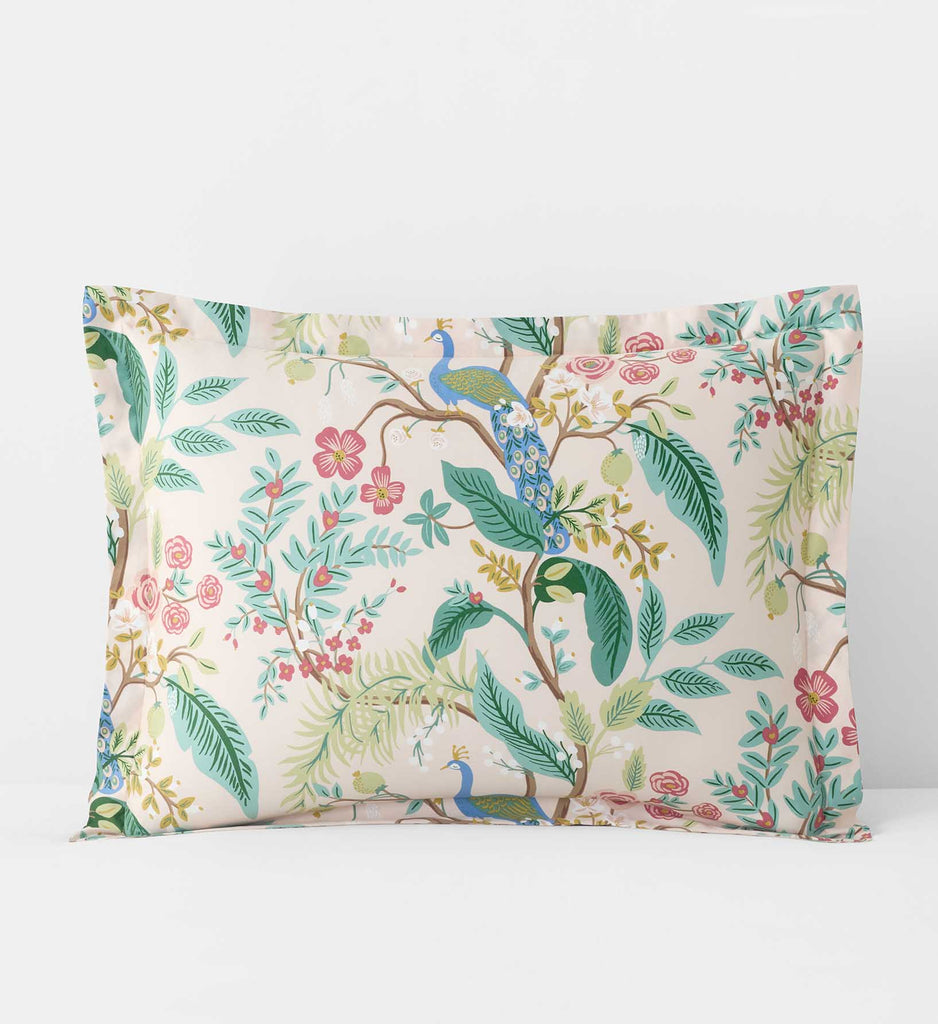 Peacock Blush Sateen Sham | Rifle Paper Co.