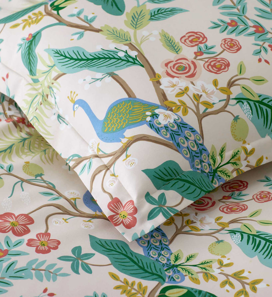Peacock Blush Sateen Sham | Rifle Paper Co.
