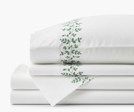 Percale King Sheet Set - Climbing Vines White