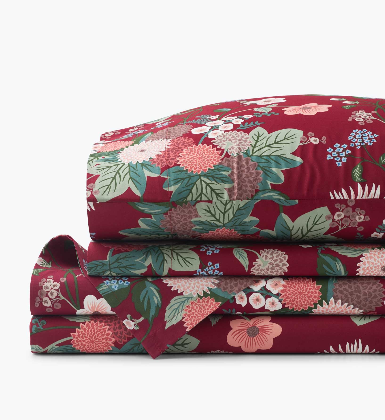 Percale Sheet Set - Dahlia Merlot