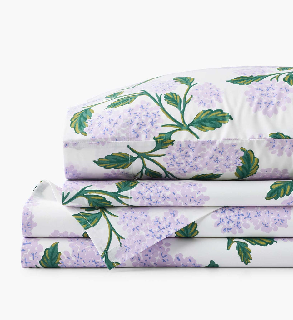 Hydrangea Lilac Percale Sheet Set | Rifle Paper Co.