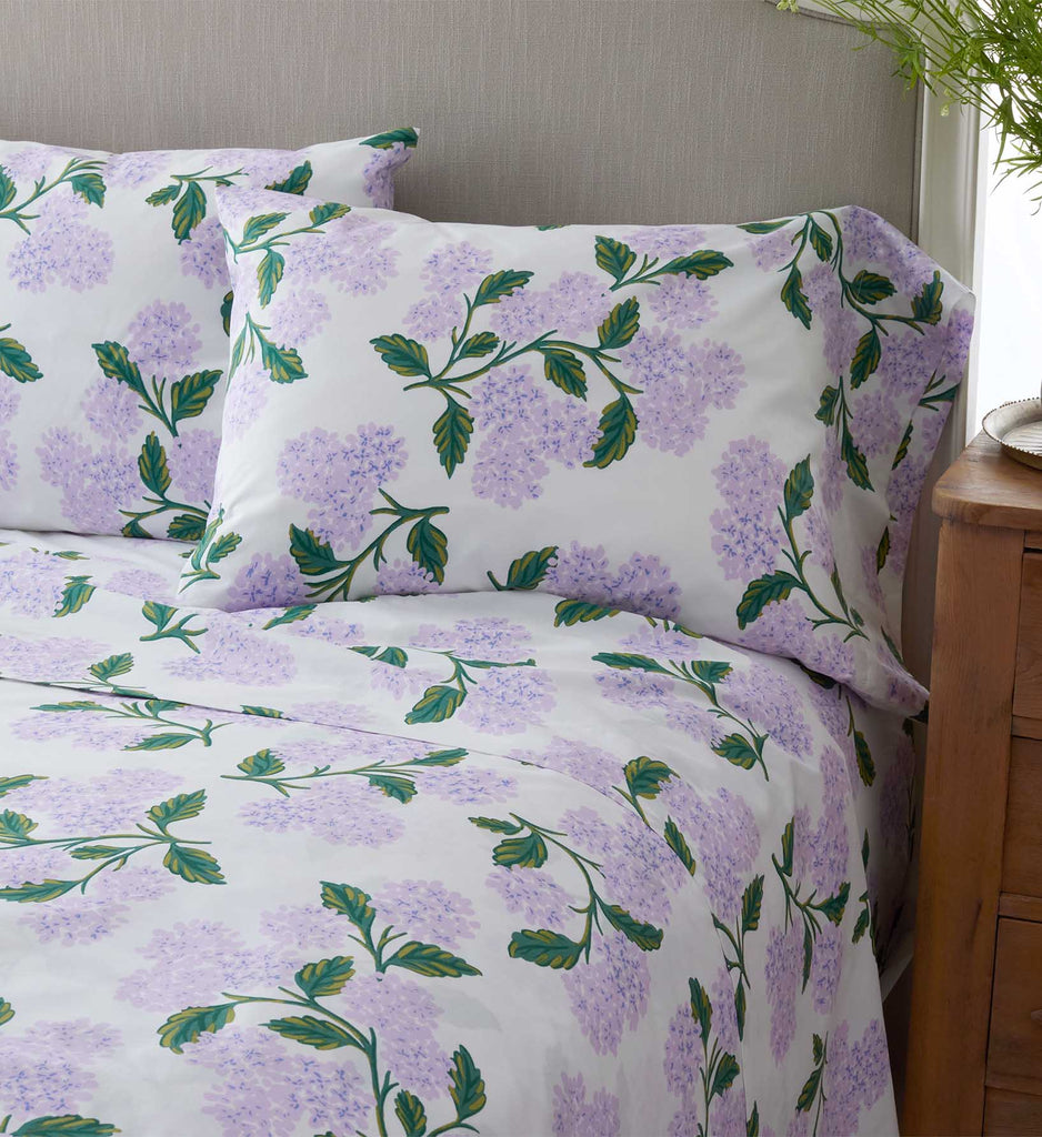 Hydrangea Lilac Percale Sheet Set | Rifle Paper Co.