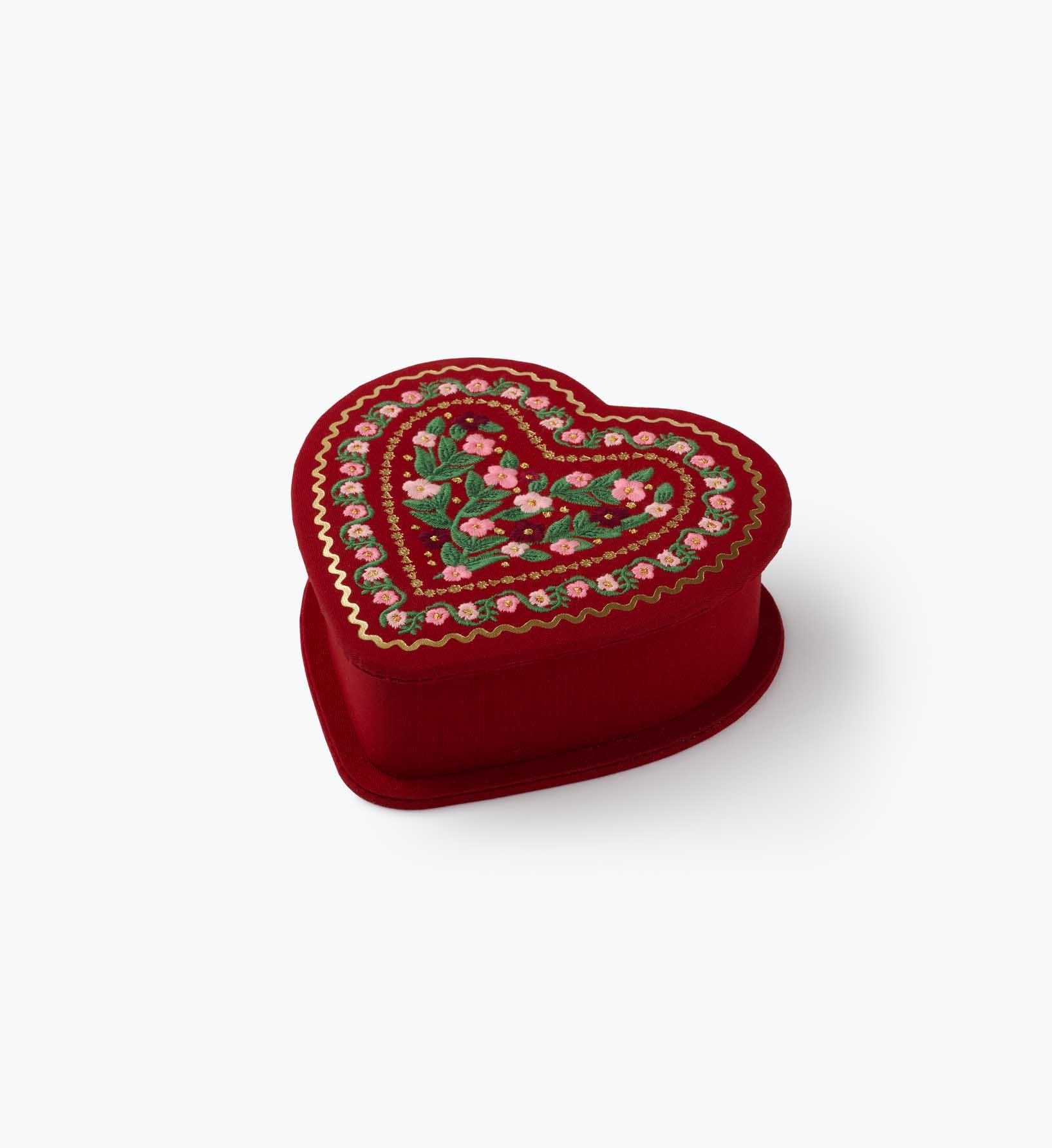 Heart Embroidered Keepsake Box - Gemma
