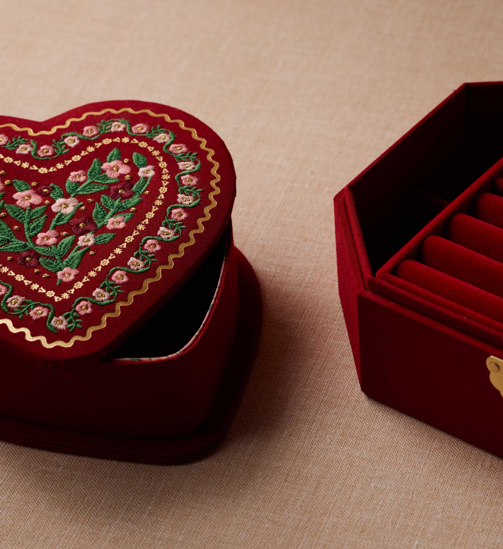 Heart Embroidered Keepsake Box - Gemma