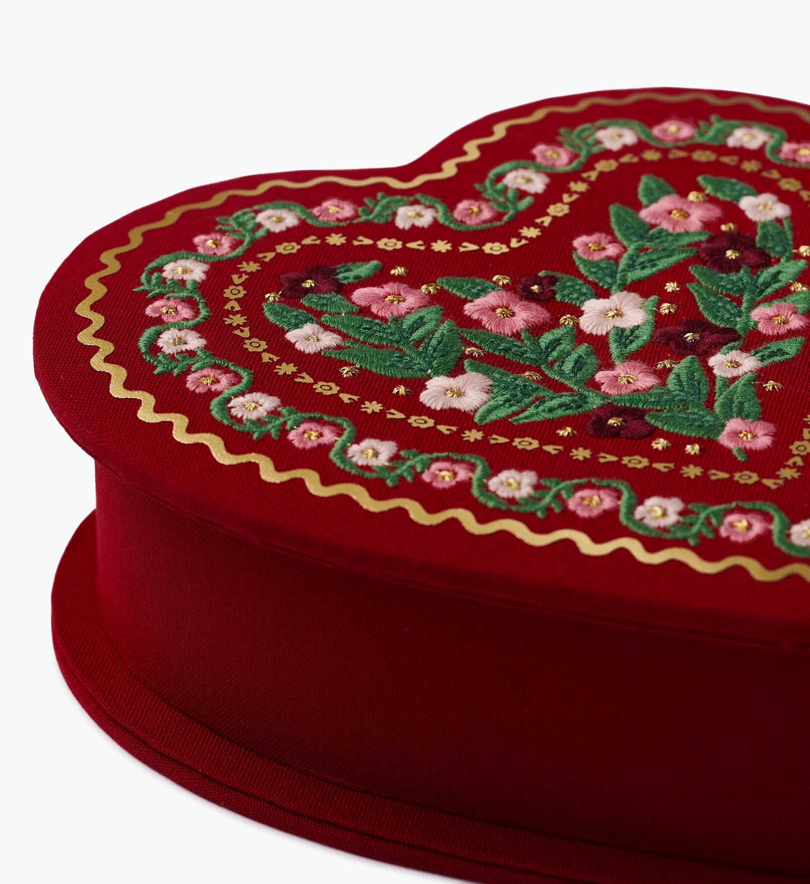 Heart Embroidered Keepsake Box - Gemma