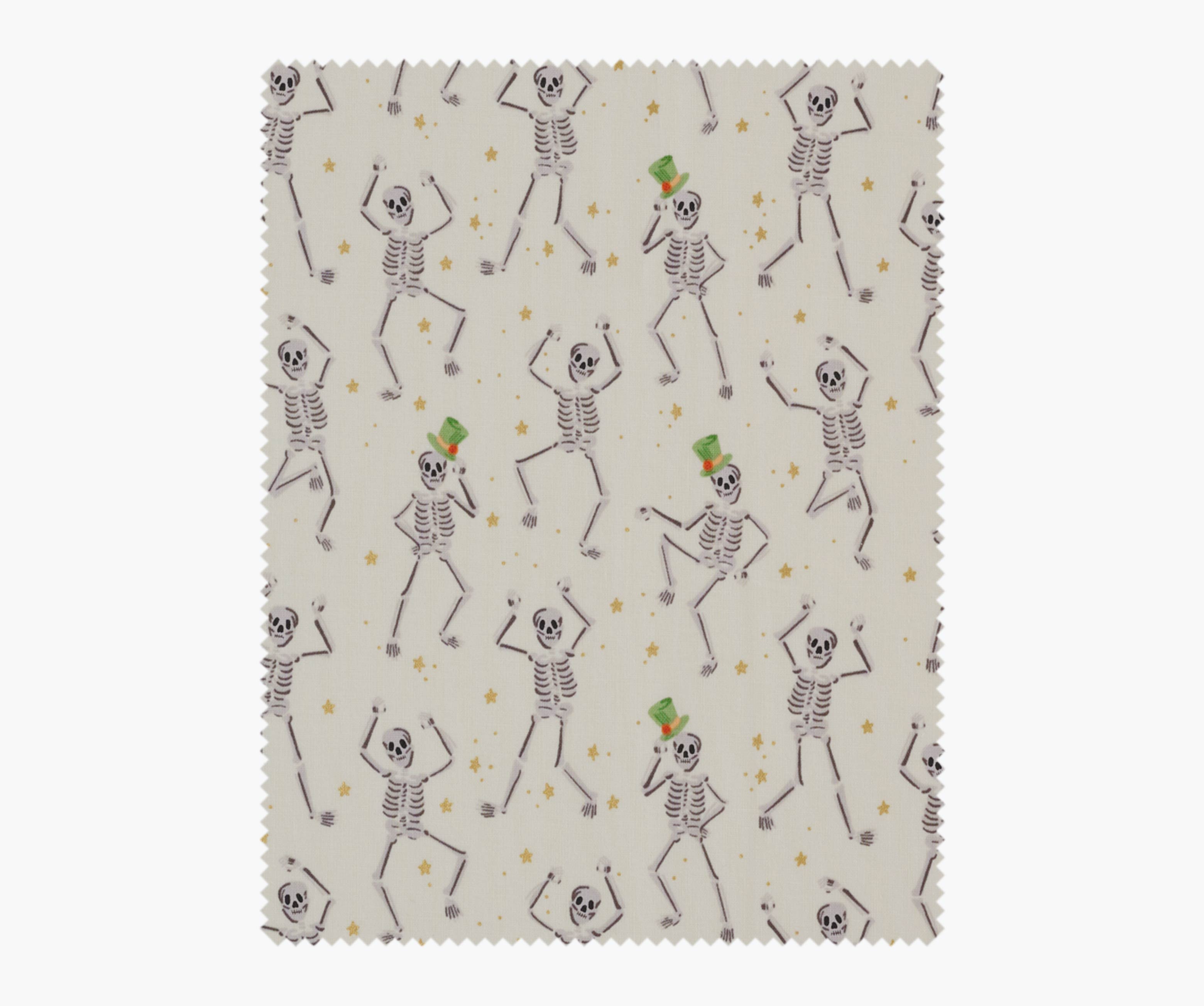 Skeletons Cotton Metallic Fabric - Cream