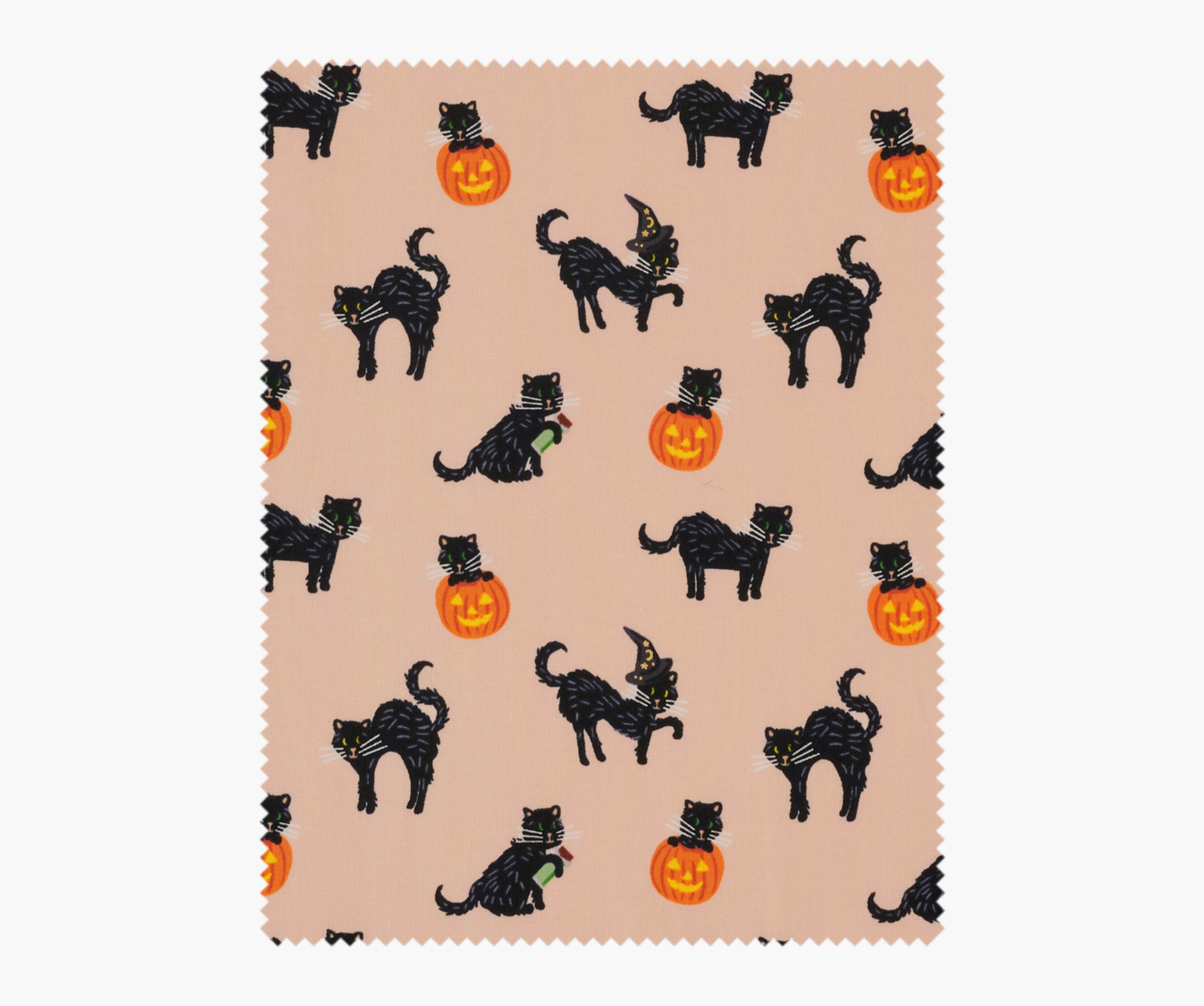 Black Cat Cotton Metallic Fabric - Blush