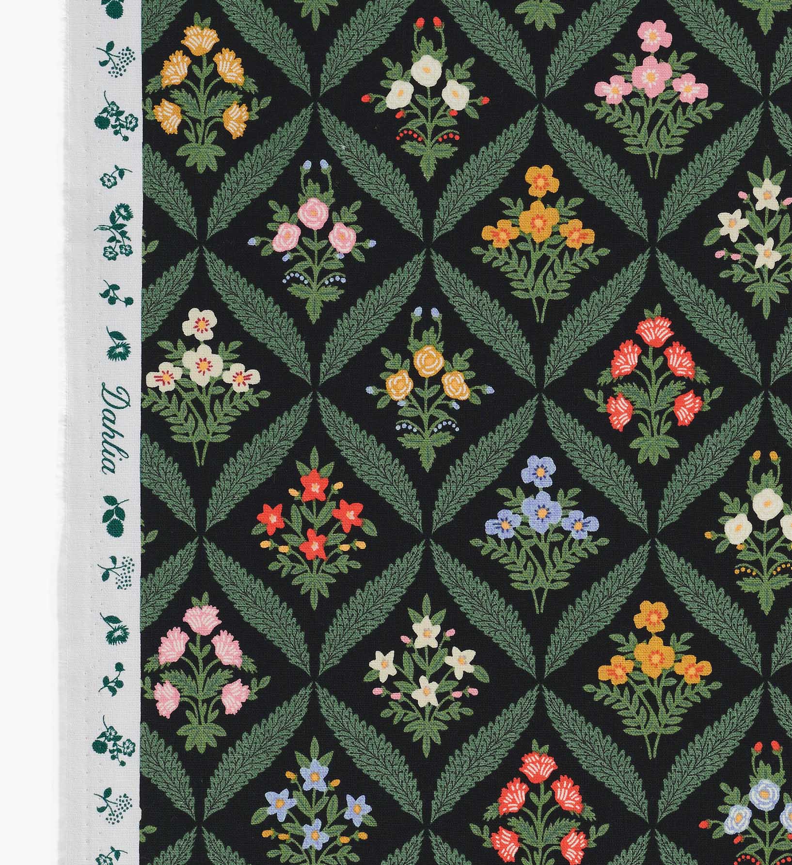 Estee Garden Canvas Fabric - Black Multi