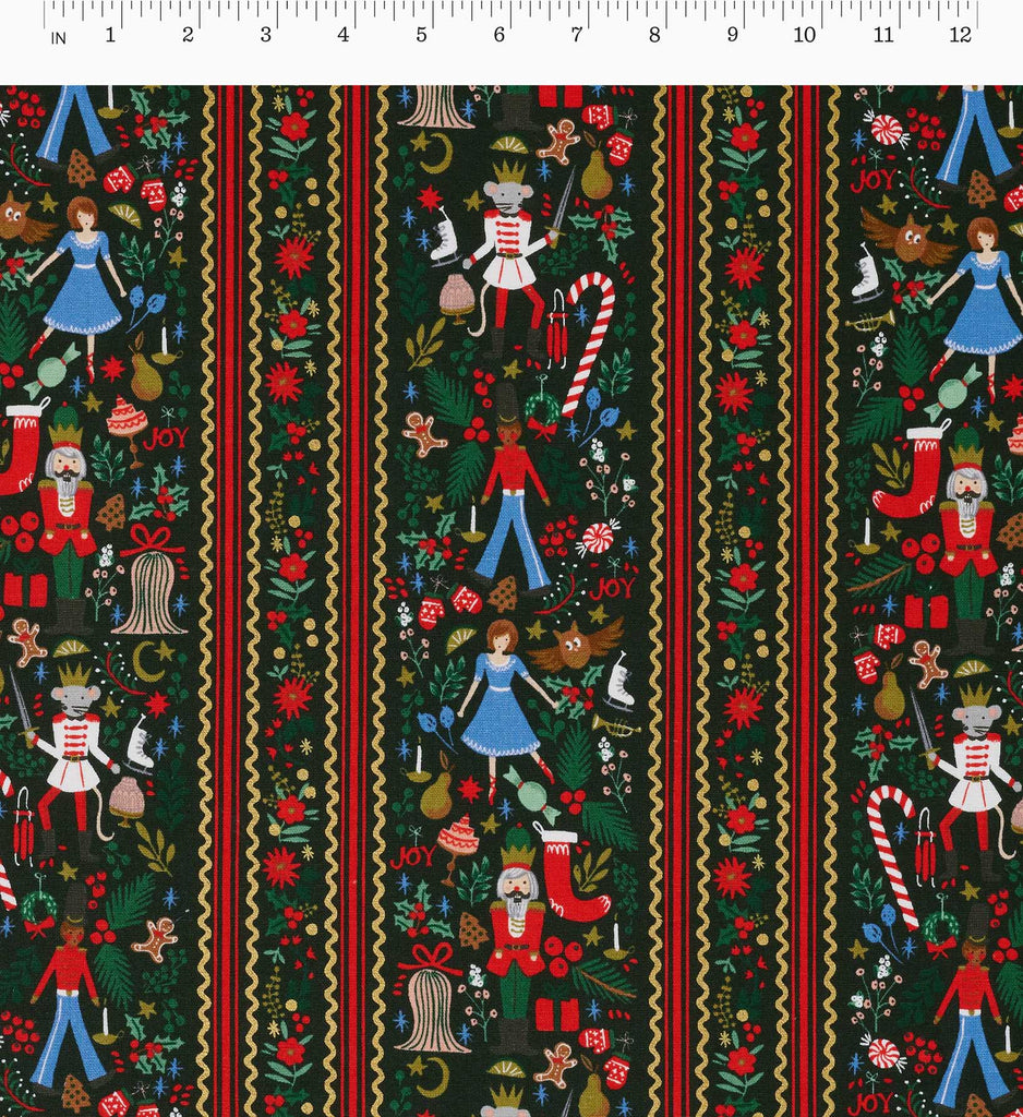 Holly Jolly Nutcracker Metallic Fabric | Rifle Paper Co.