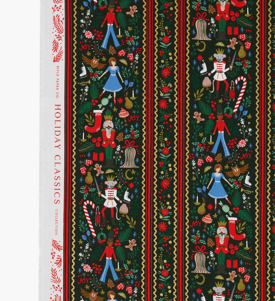 Holly Jolly Nutcracker Metallic Fabric | Rifle Paper Co.