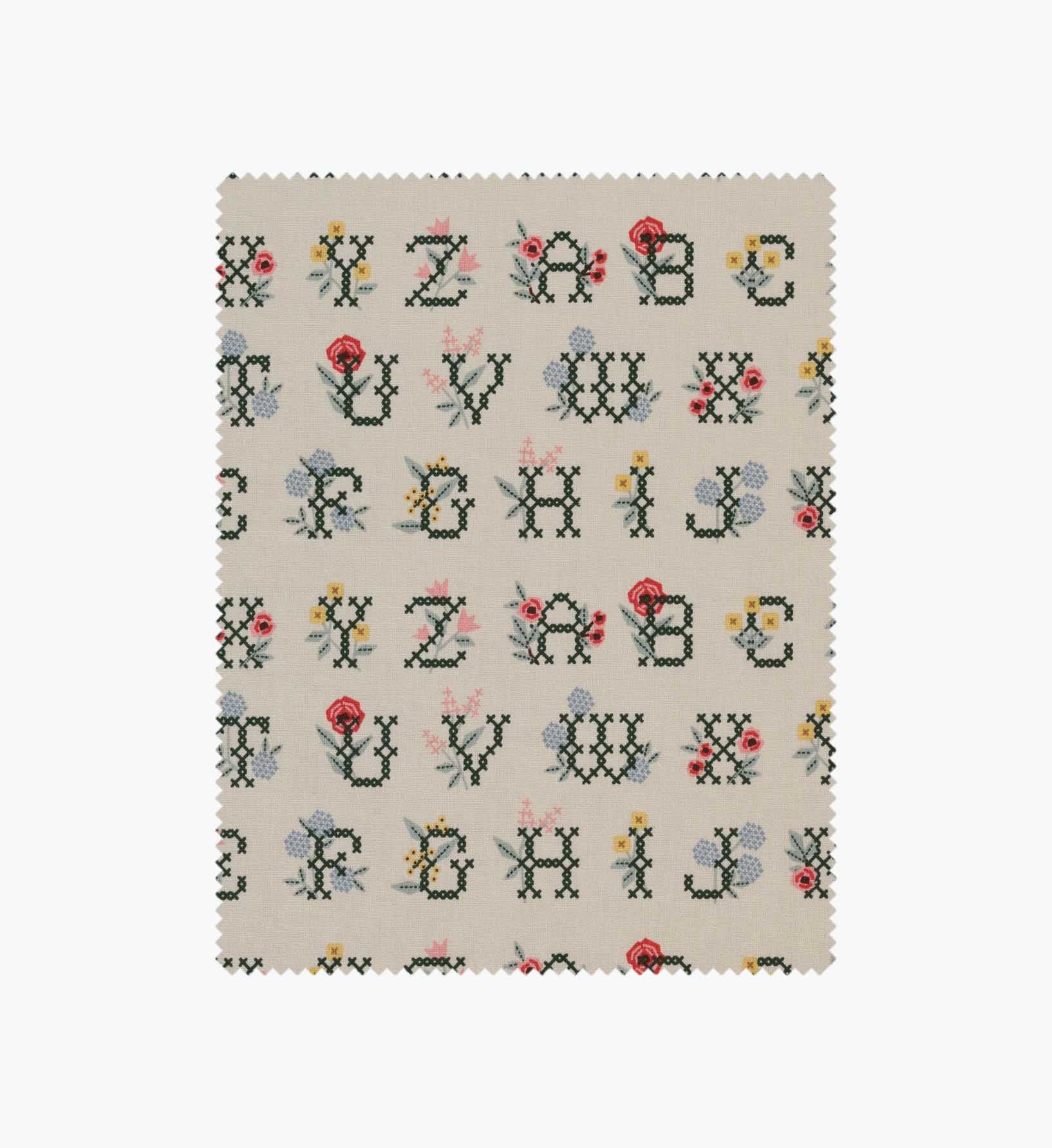 Cross Stitch Letters Canvas Fabric - Linen