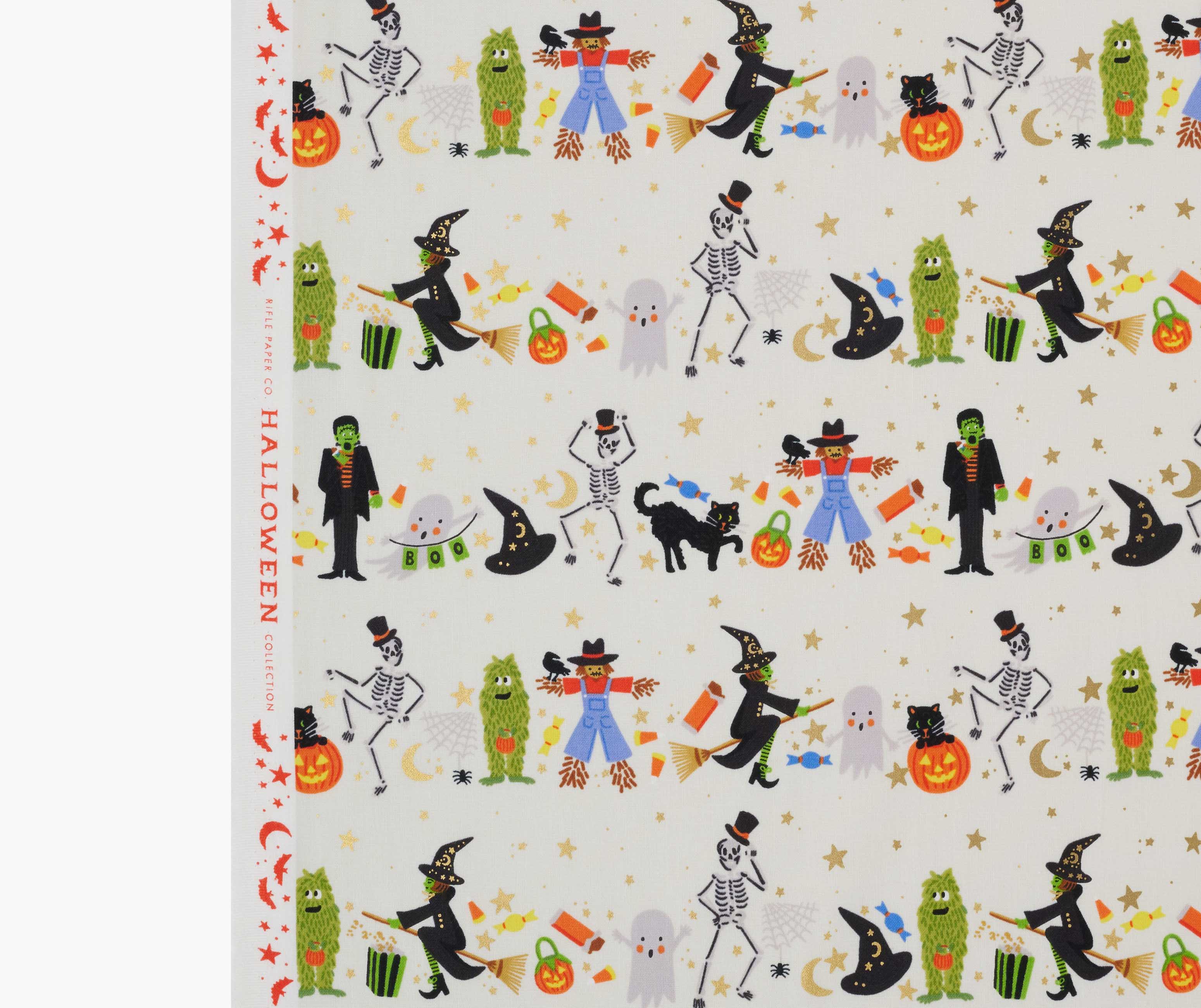 Halloween Parade Cotton Metallic Fabric - Cream
