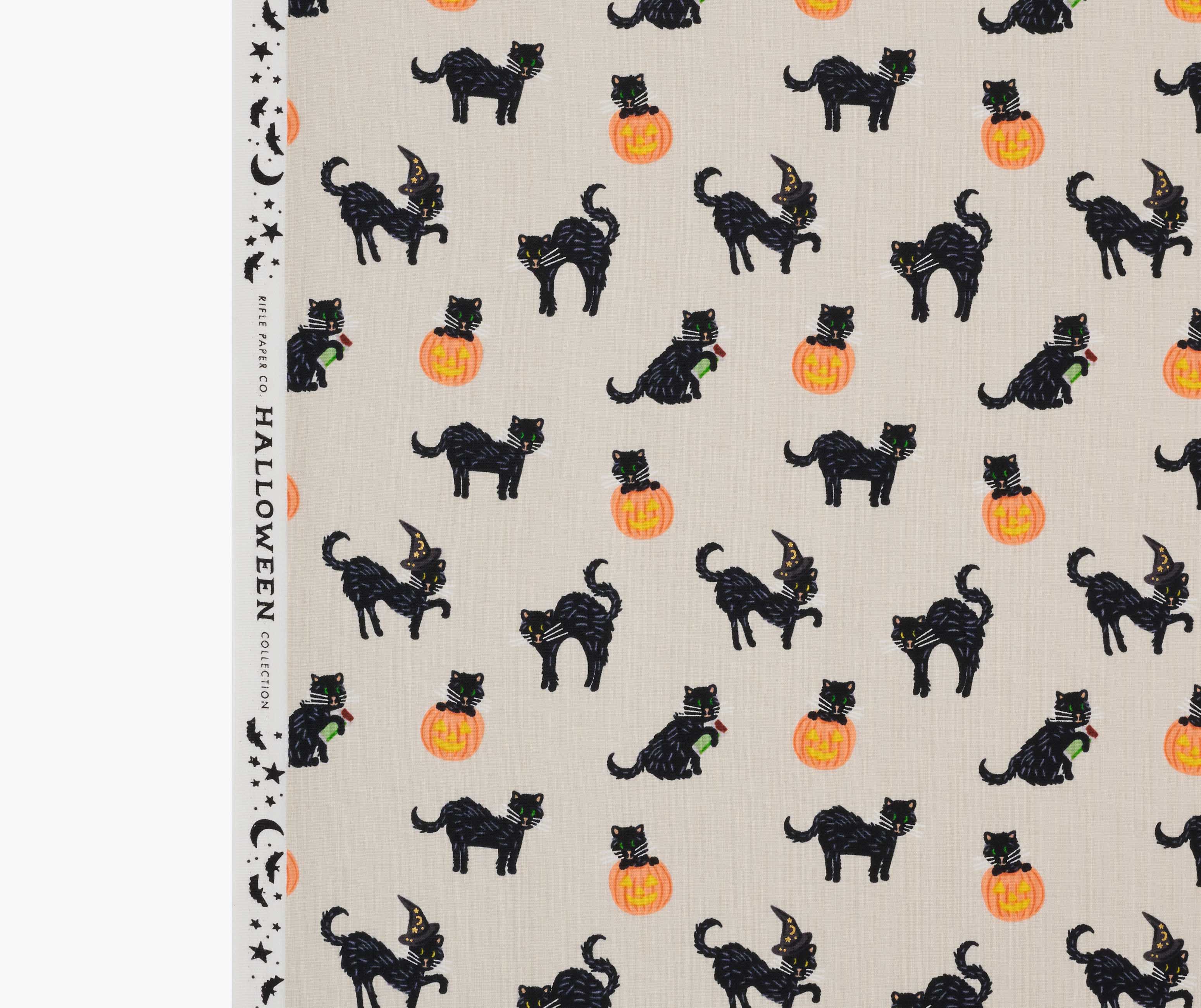 Black Cat Cotton Metallic Fabric - Linen