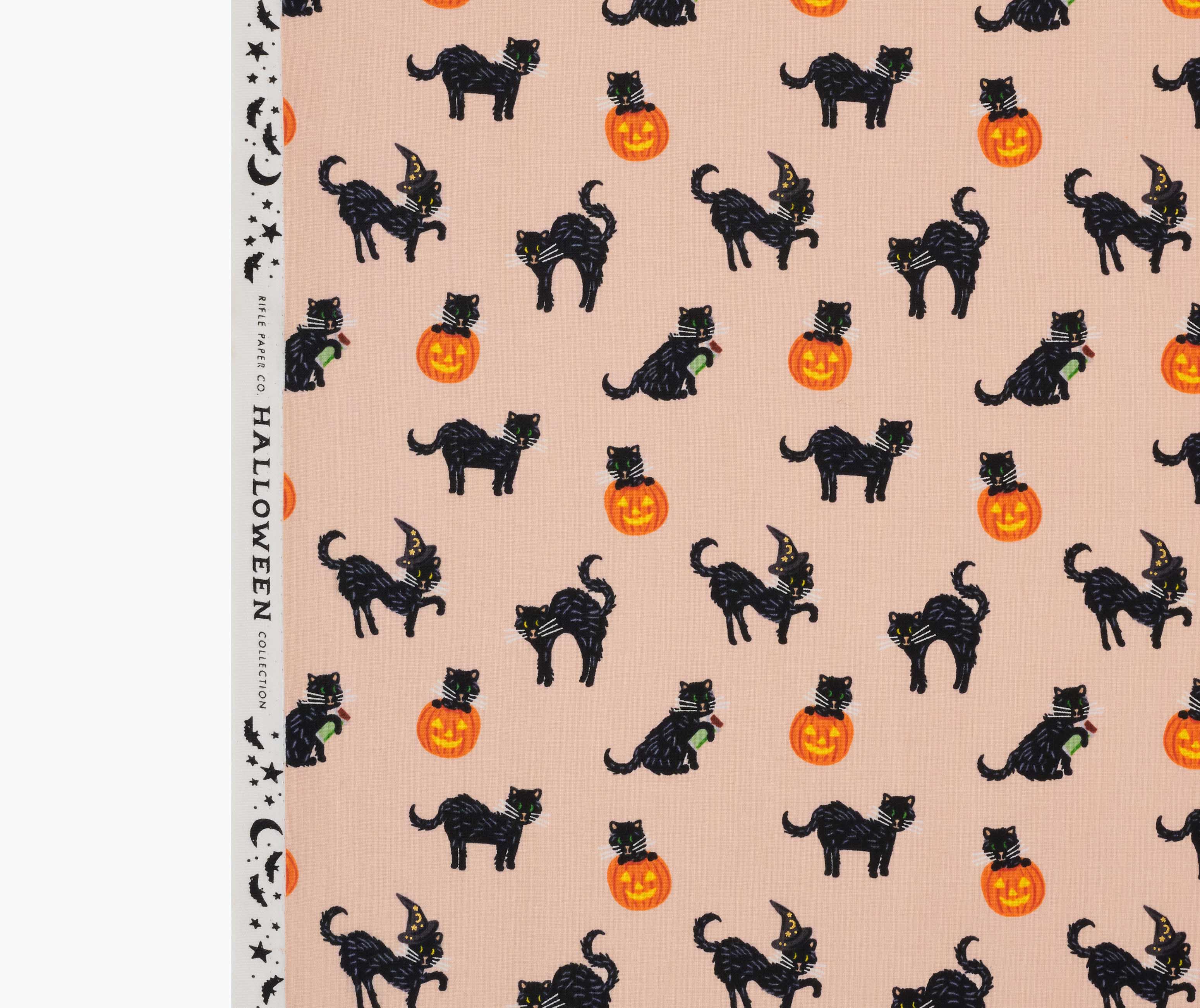 Black Cat Cotton Metallic Fabric - Blush