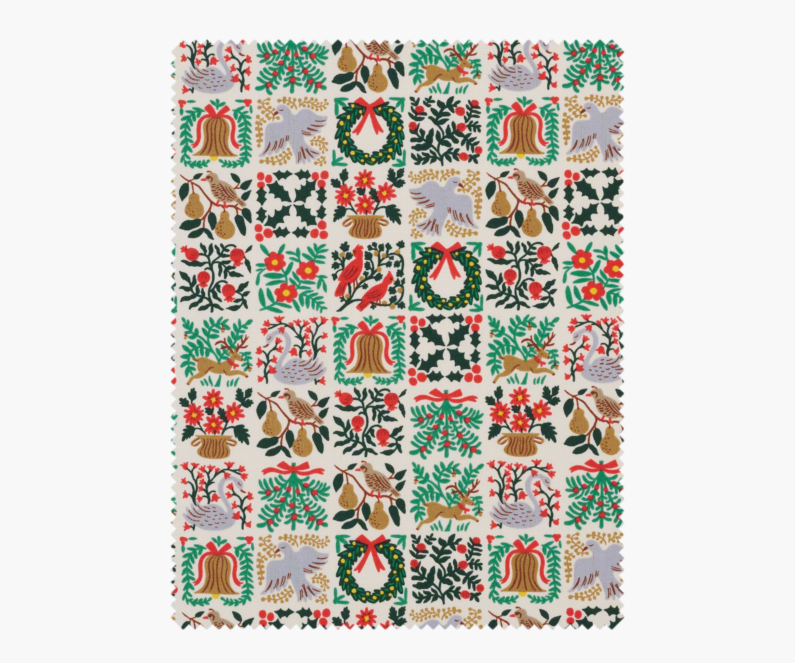 Christmastide Cotton Fabric - Cream