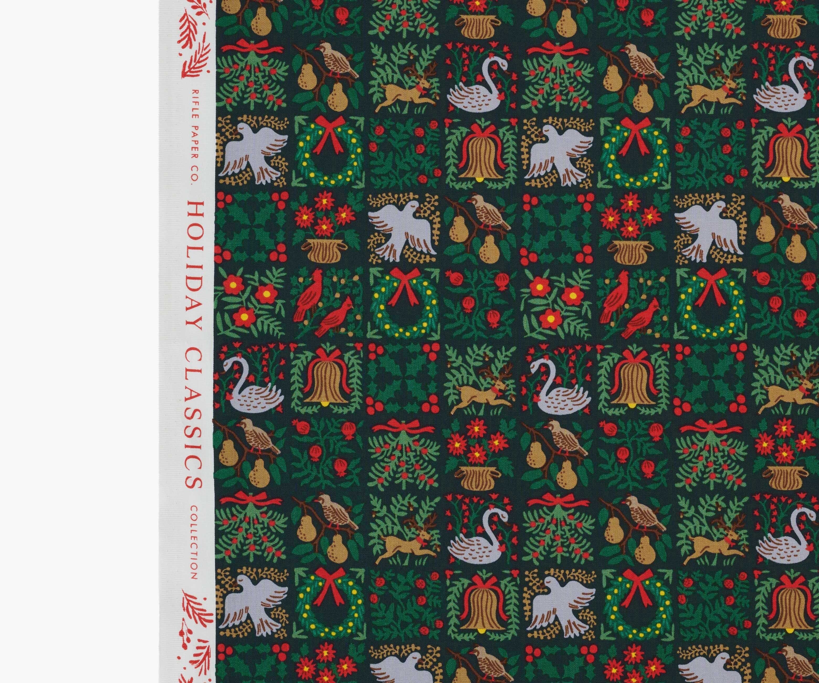 Christmastide Cotton Fabric - Evergreen