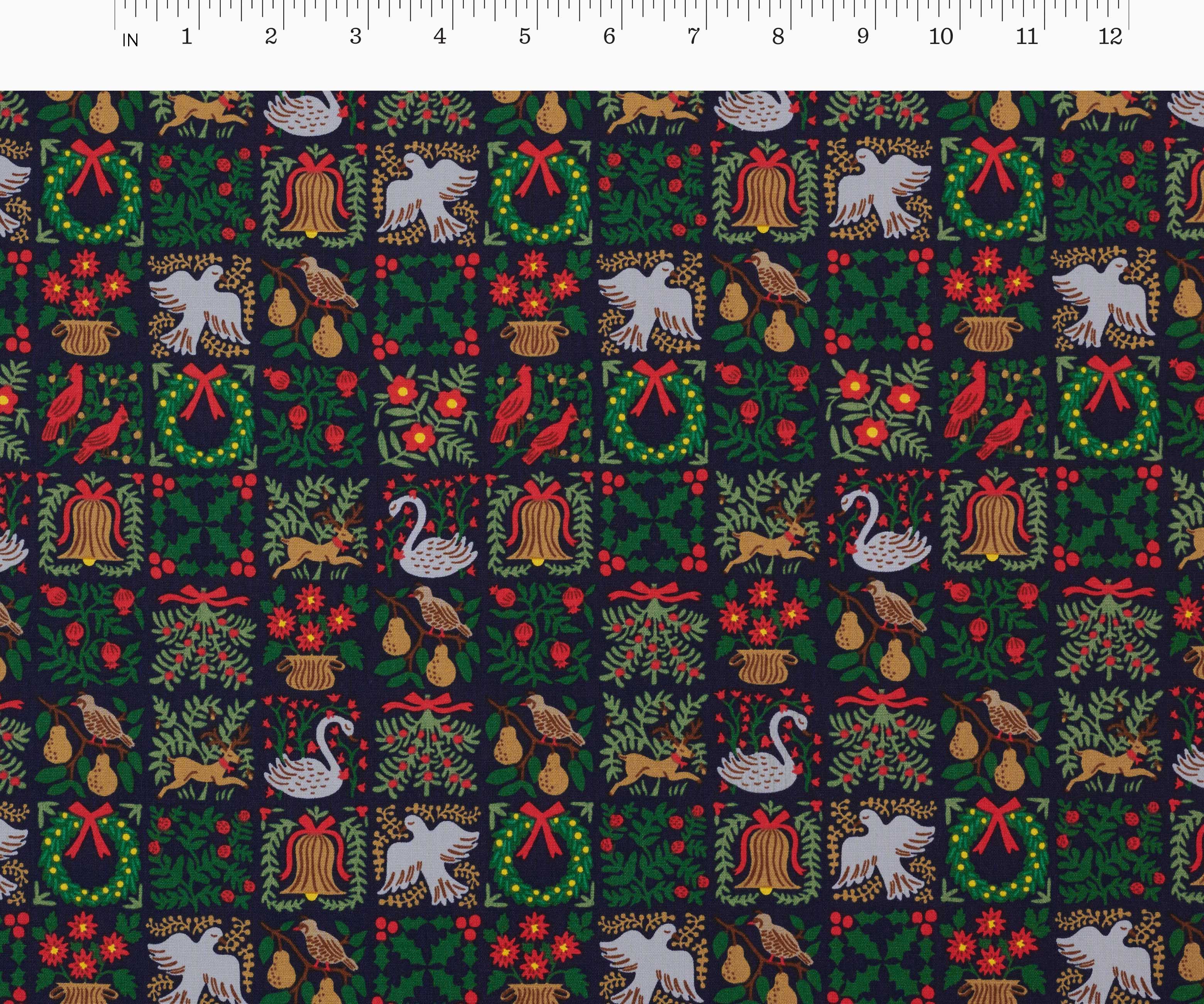 Christmastide Cotton Fabric - Navy