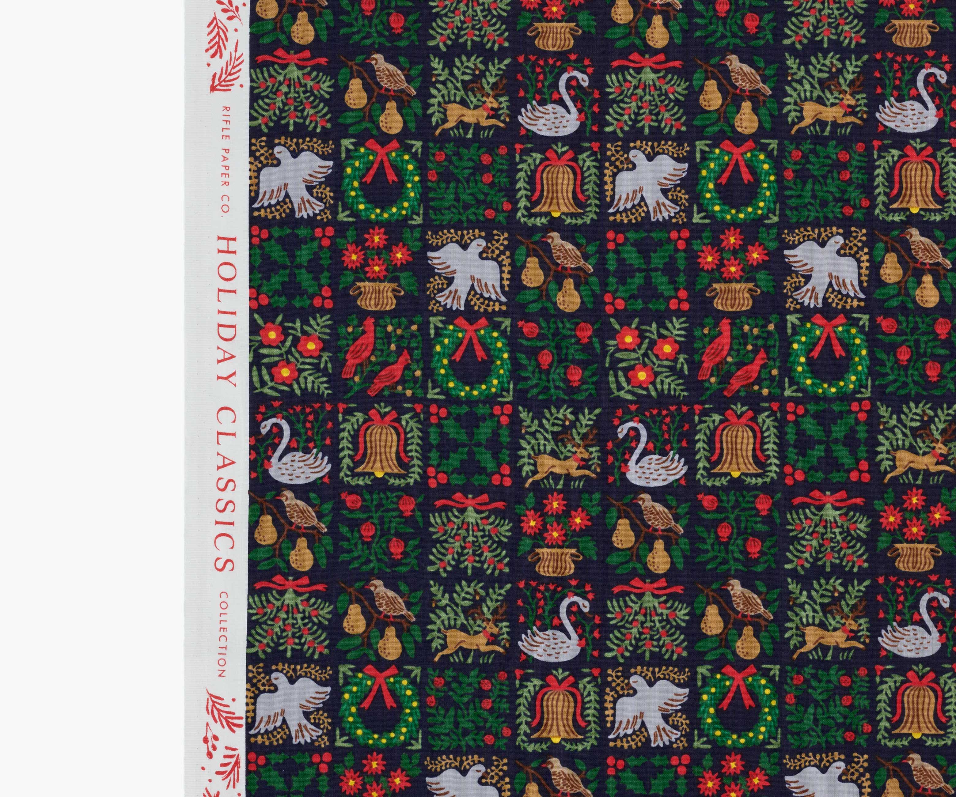 Christmastide Cotton Fabric - Navy