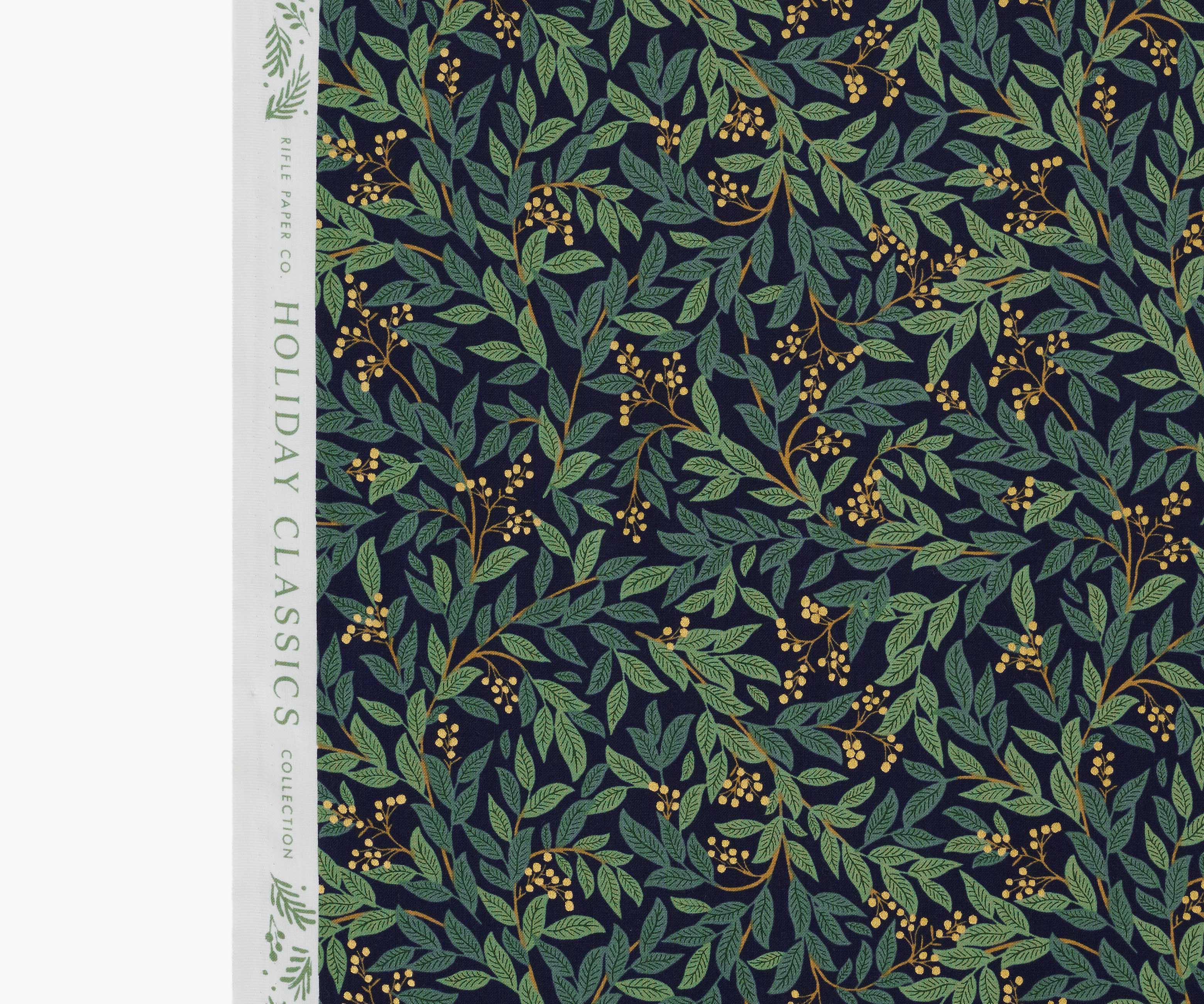 Willowberry Cotton Metallic Fabric - Navy