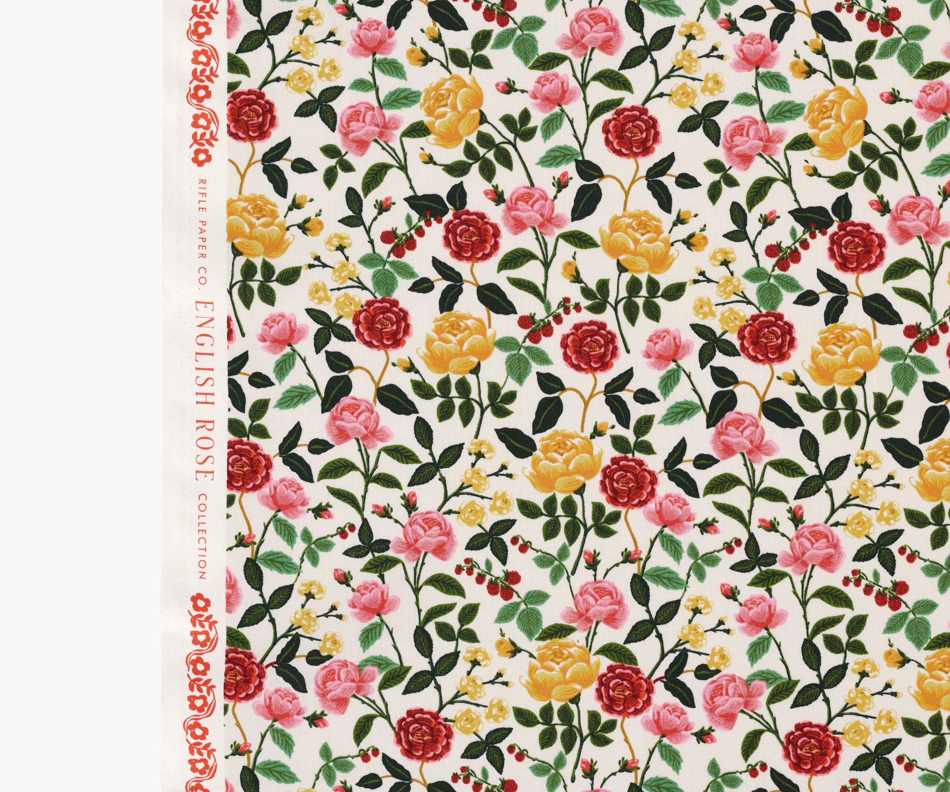 Roses Cotton Fabric - Cream
