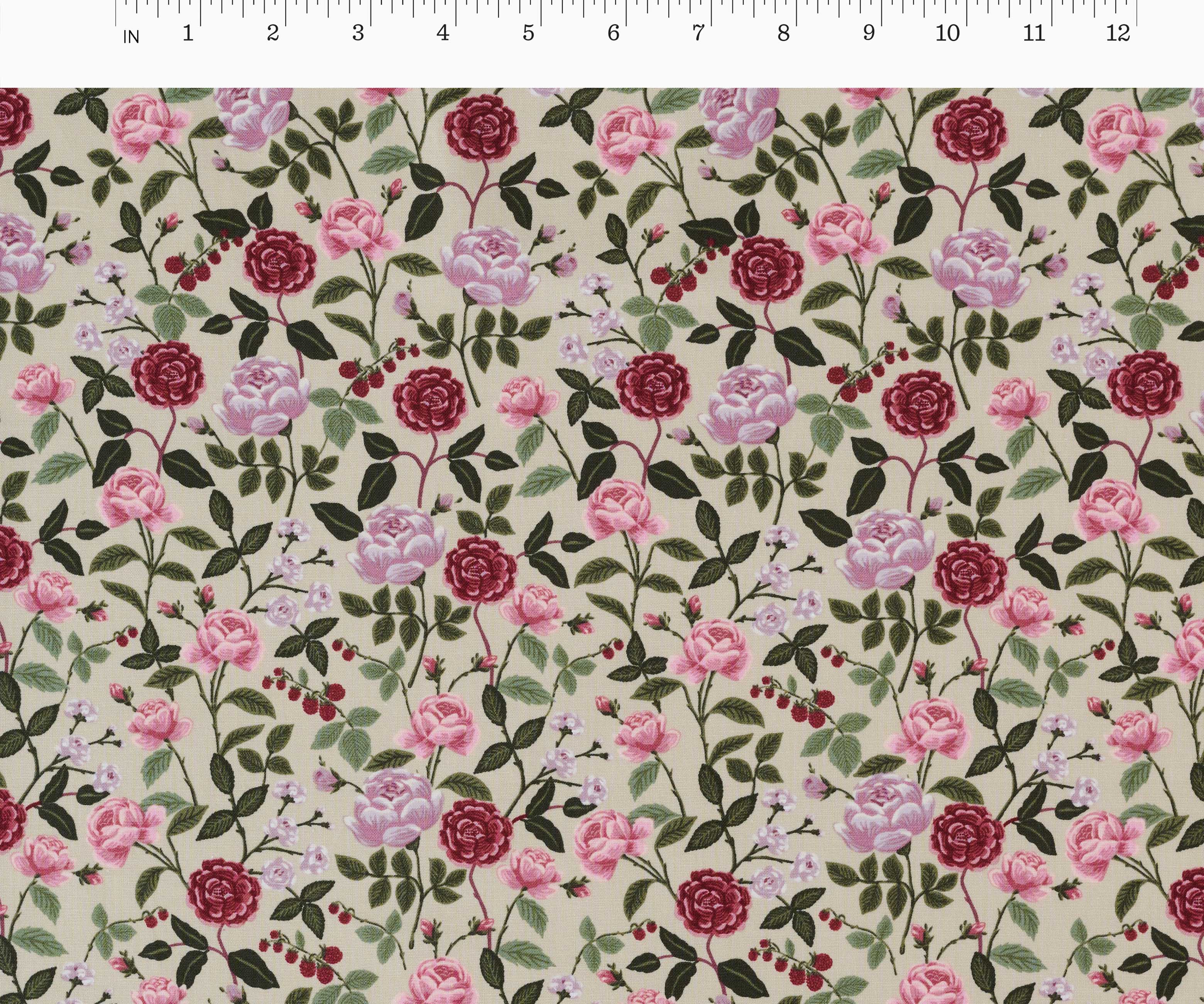 Roses Cotton Fabric - Plum