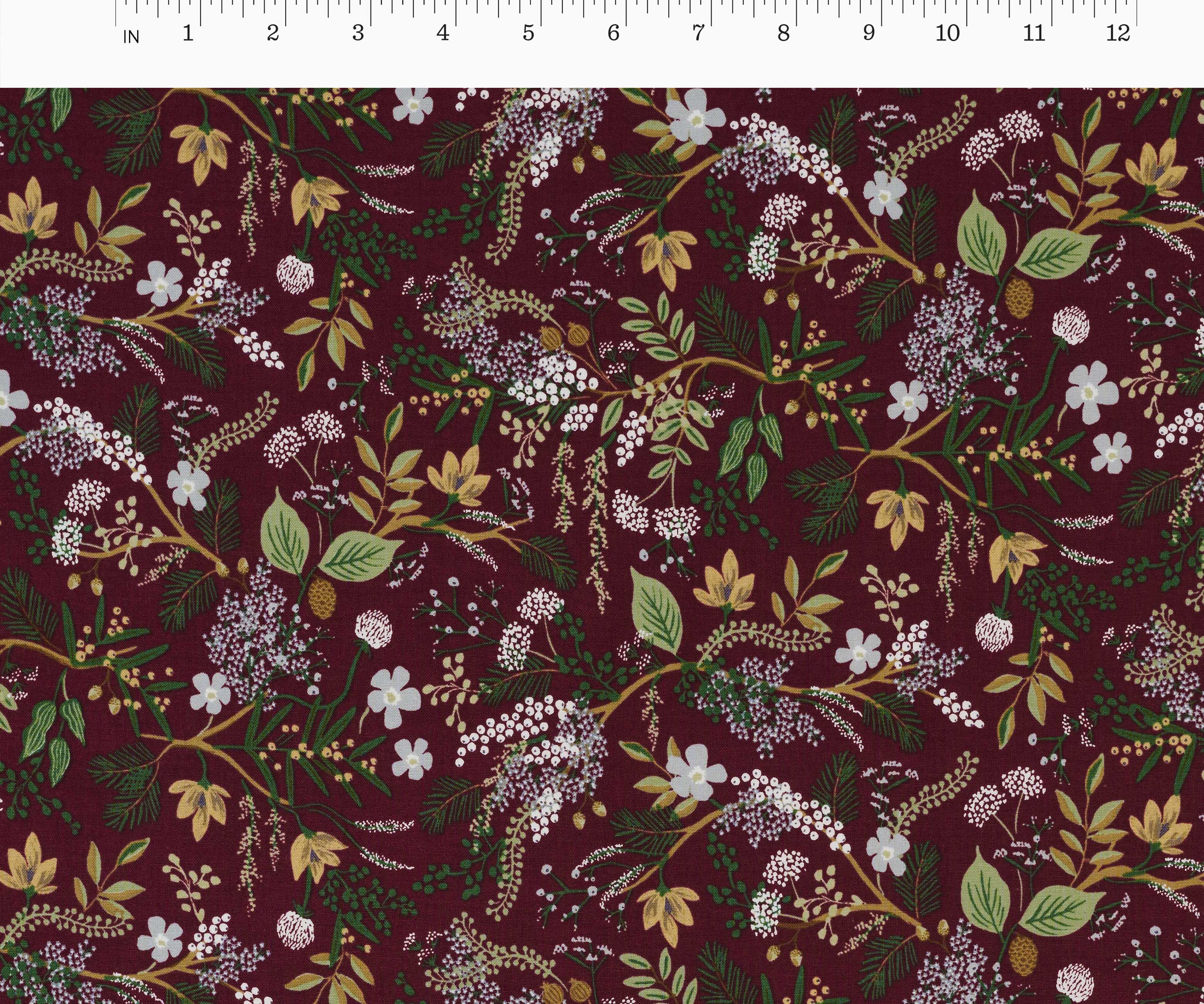 Juniper Forest Cotton Fabric - Burgundy