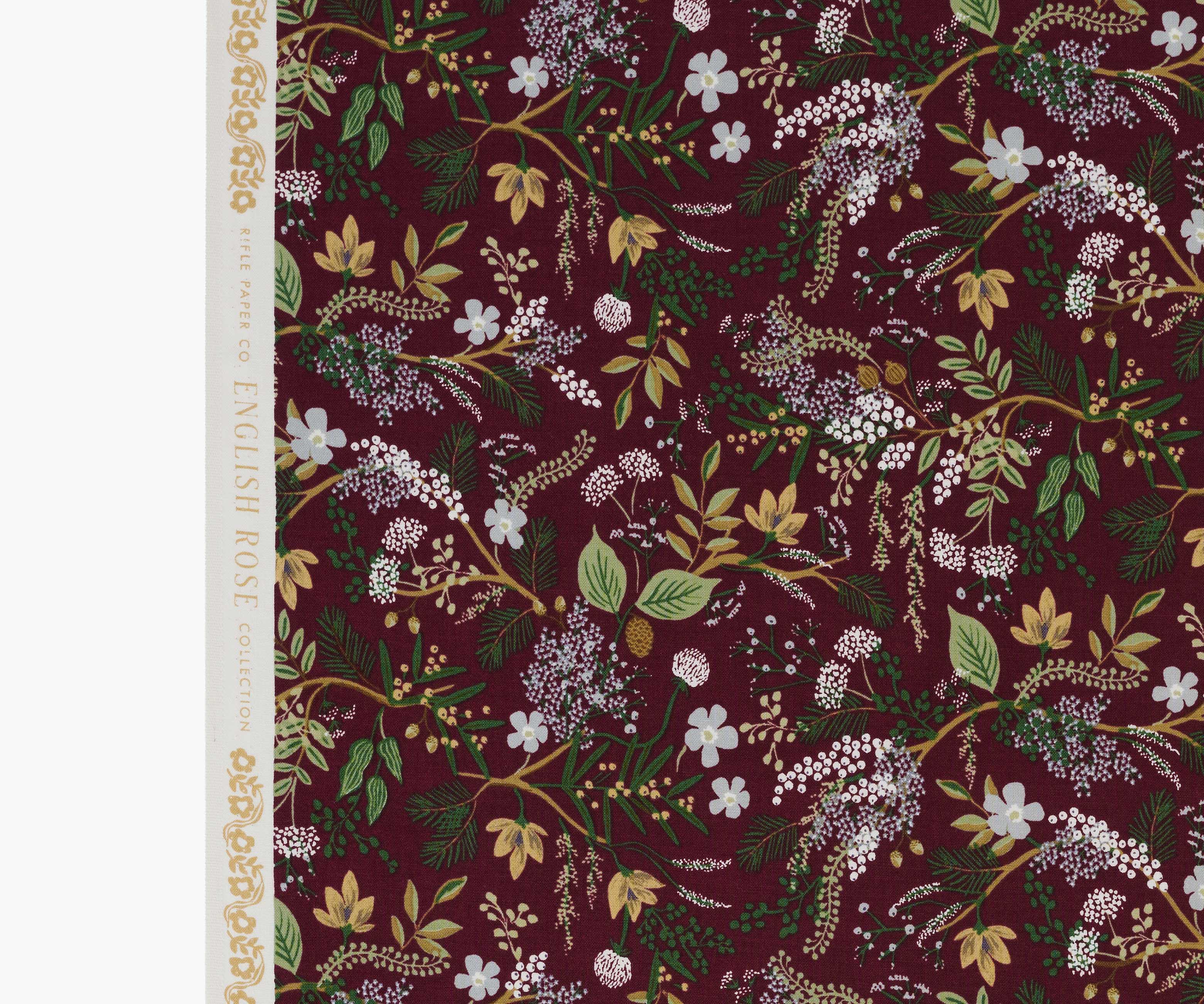 Juniper Forest Cotton Fabric - Burgundy