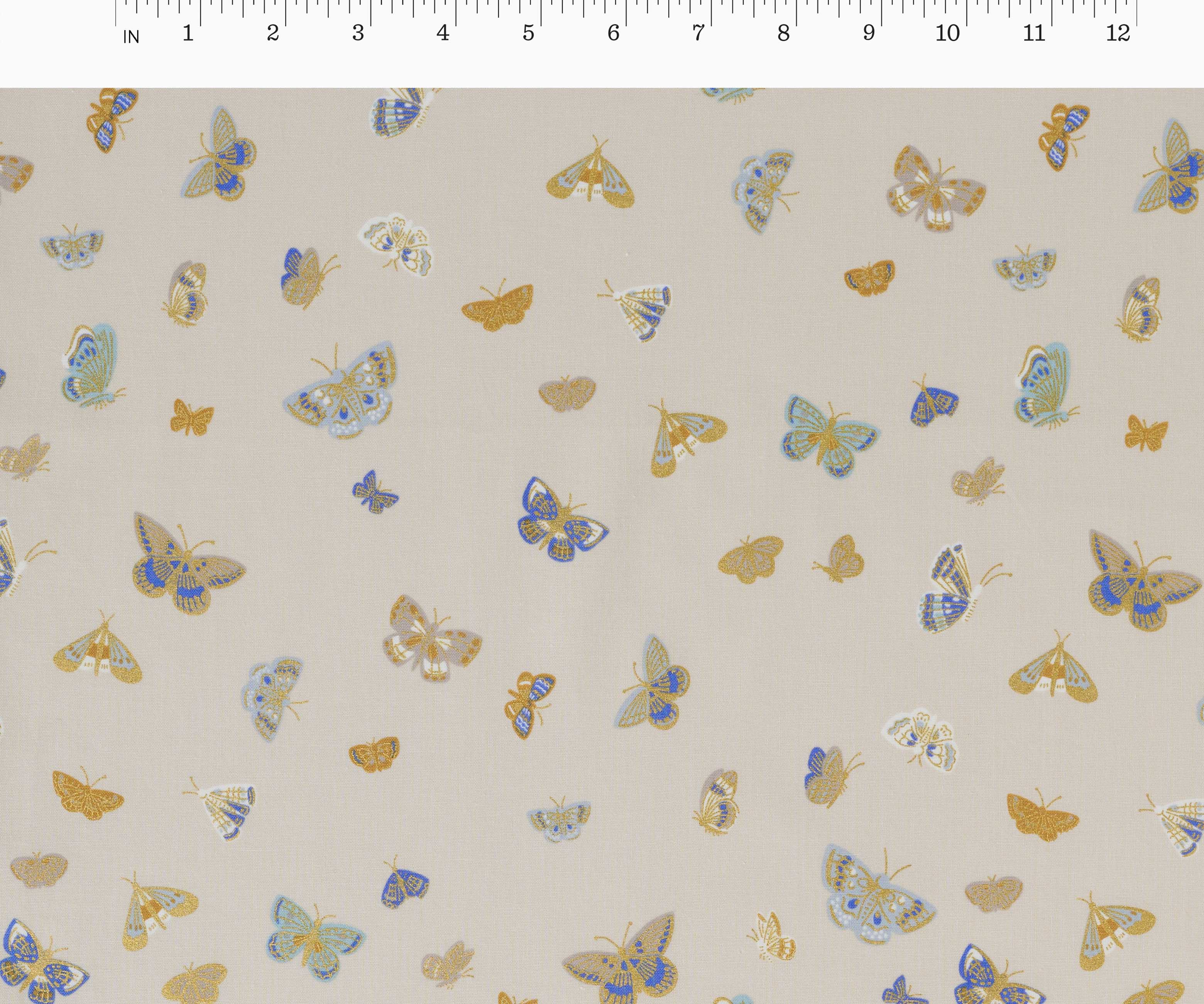 Butterfly House Cotton Metallic Fabric - Linen