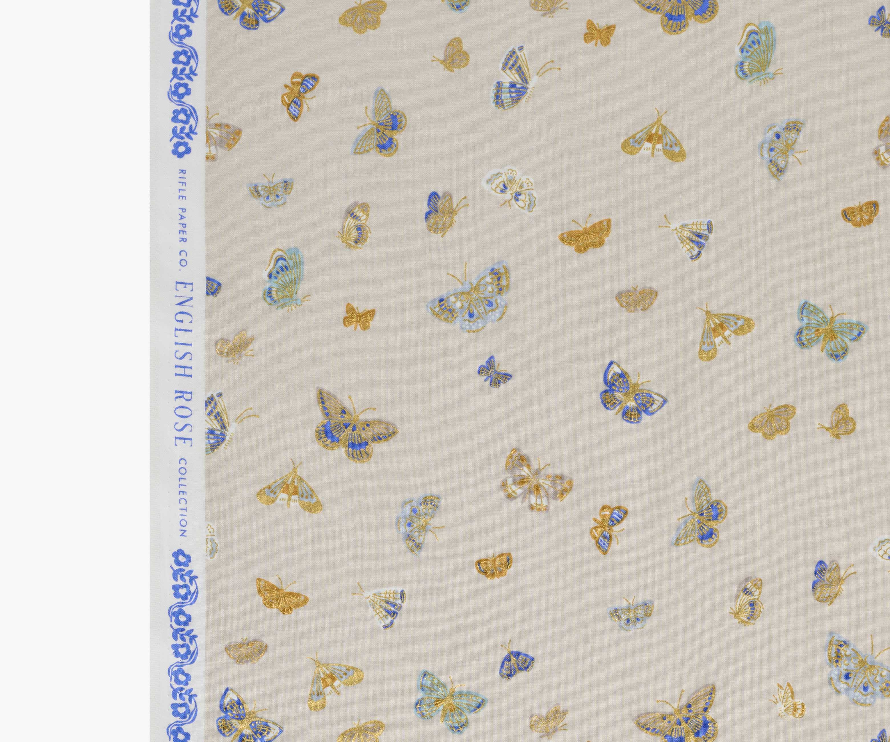 Butterfly House Cotton Metallic Fabric - Linen