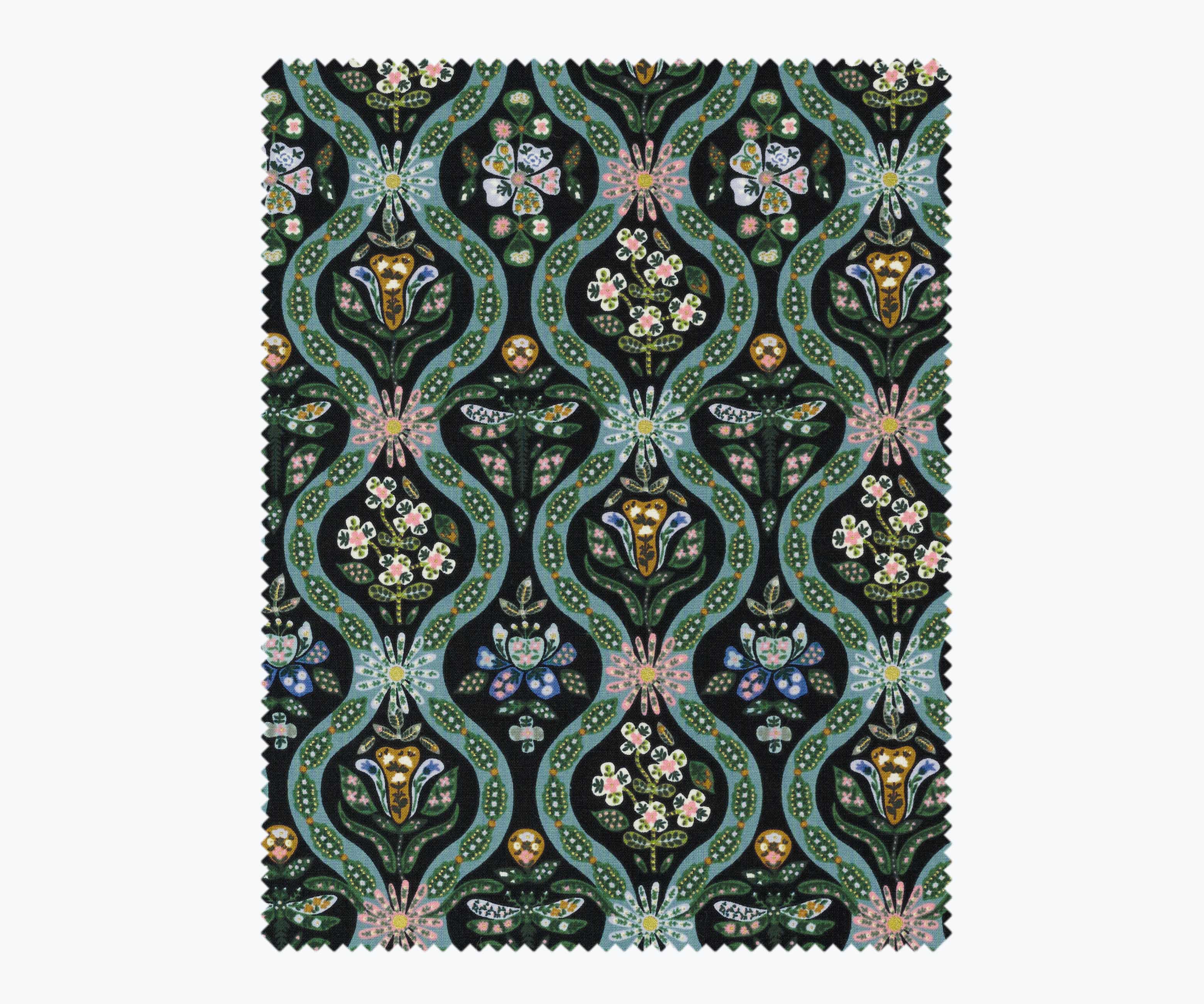 Posy Cotton Metallic Fabric - Black